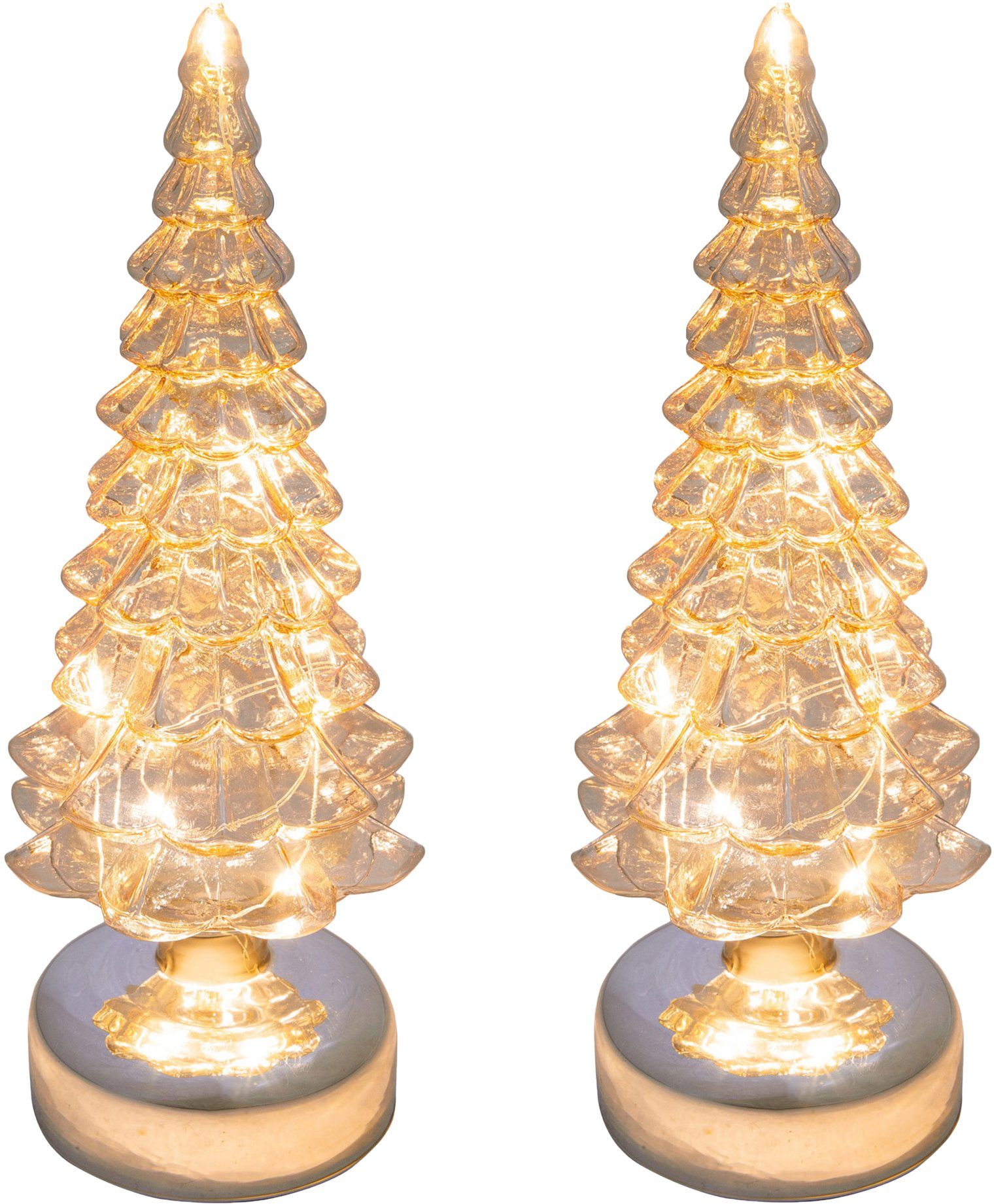Creativ light Led-boom set van 2, dennenboom van glas (set, 2 stuks)