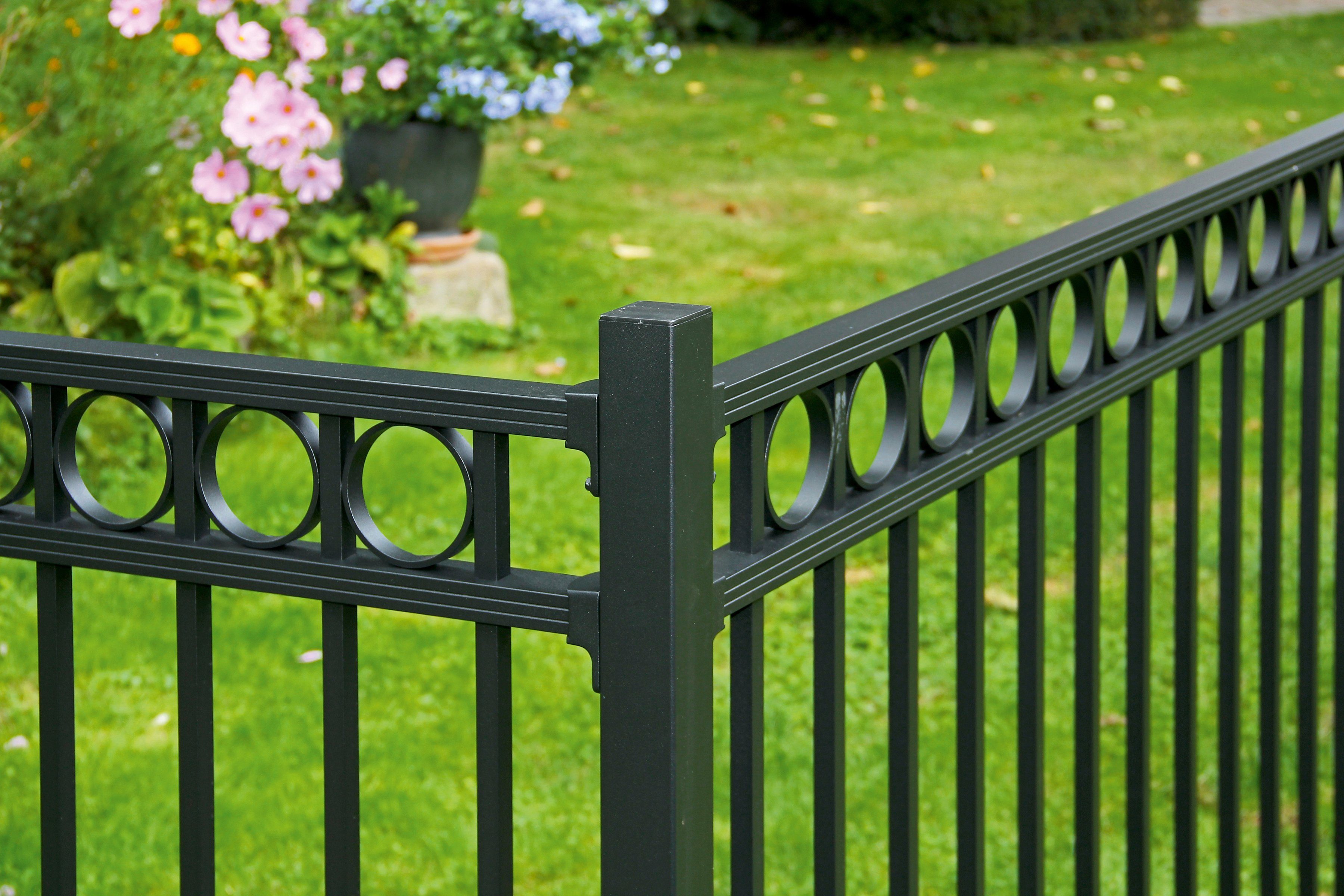 GAH Alberts Metalen hek Circle Hoogte: 100 en 120 cm, totale lengte: 10 m, voor plaatsing in beton (set)