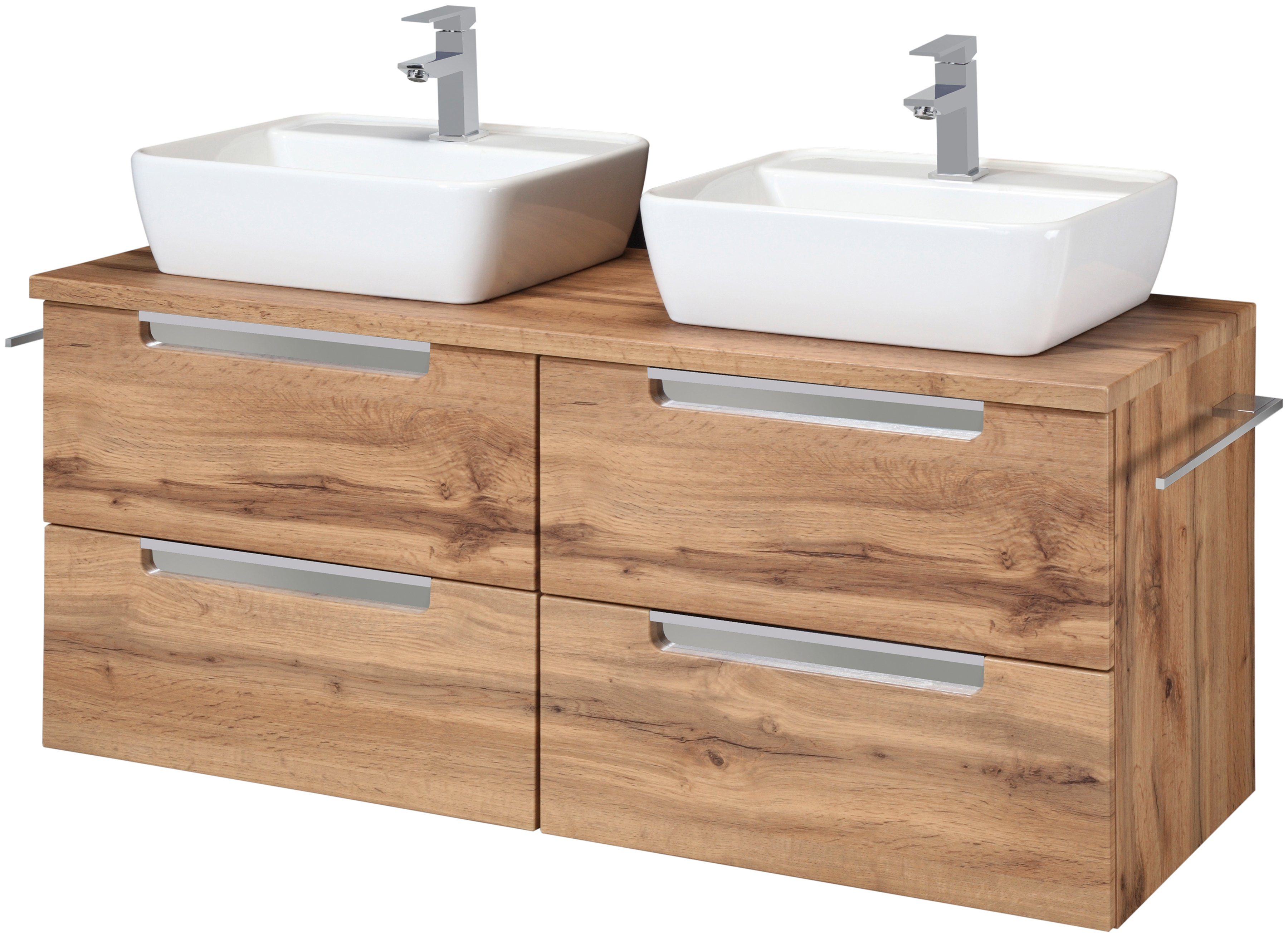welltime Dubbele wastafel Malibu met soft-closetechniek, breedte 120 cm wastafelmeubels bruin