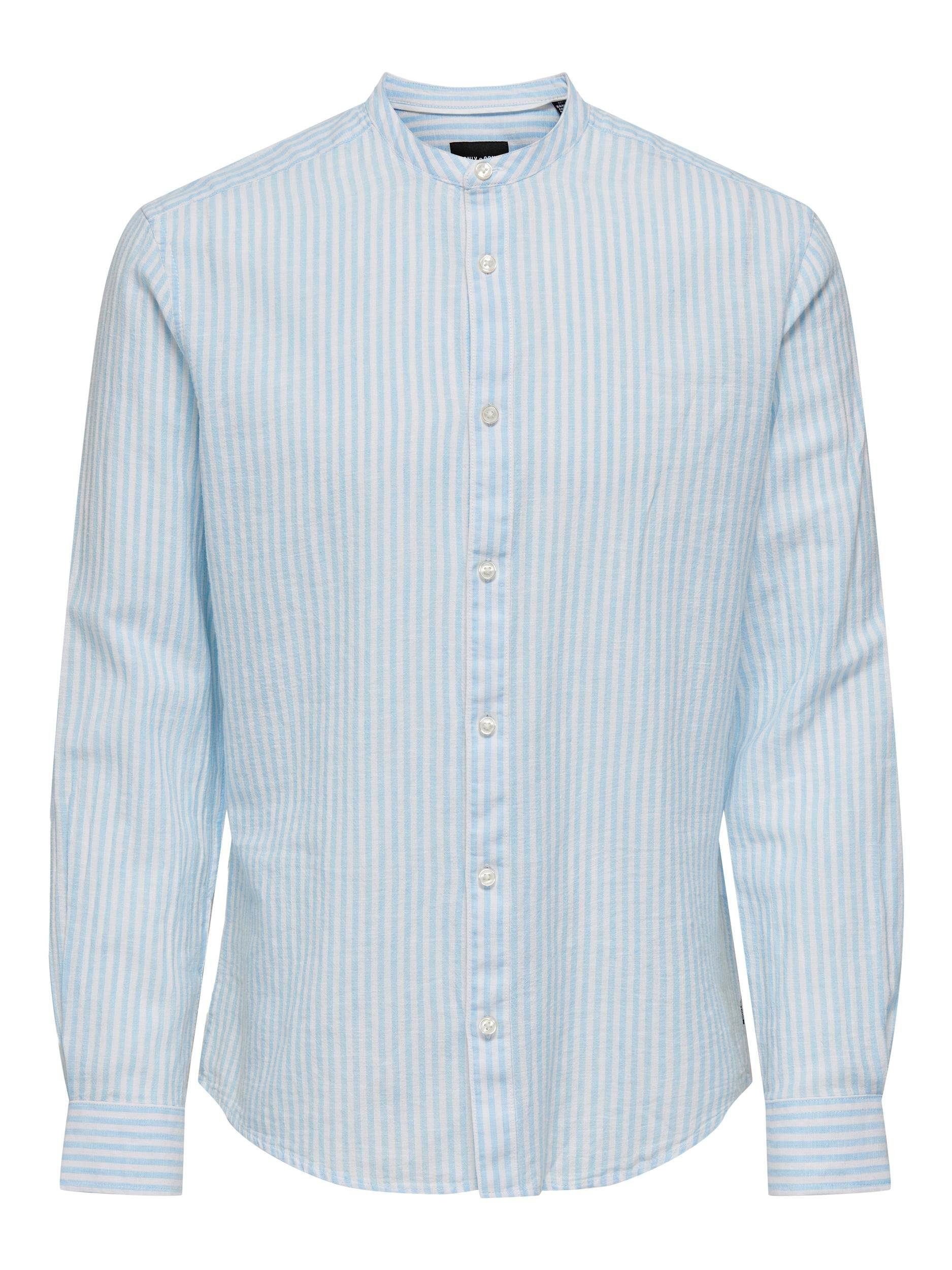 ONLY & SONS Overhemd met lange mouwen ONSCAIDEN LS MAO STRIPE LINEN SHIRT NOOS