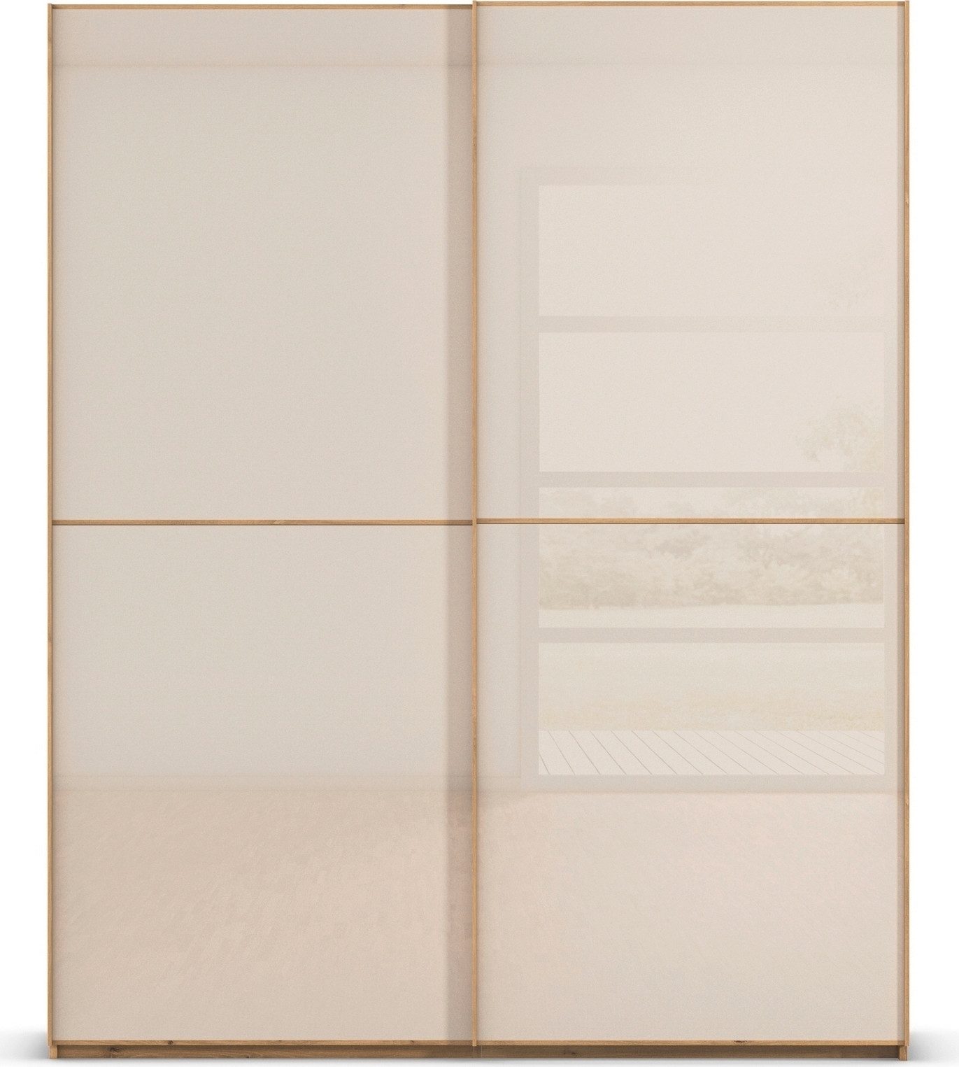 rauch Schuifdeurkast Kledingkast Kast Garderobe Slaapkamerkast SCALE-DUO edel tweedelige deuren glas-front met 3 sierlijsten made in germany