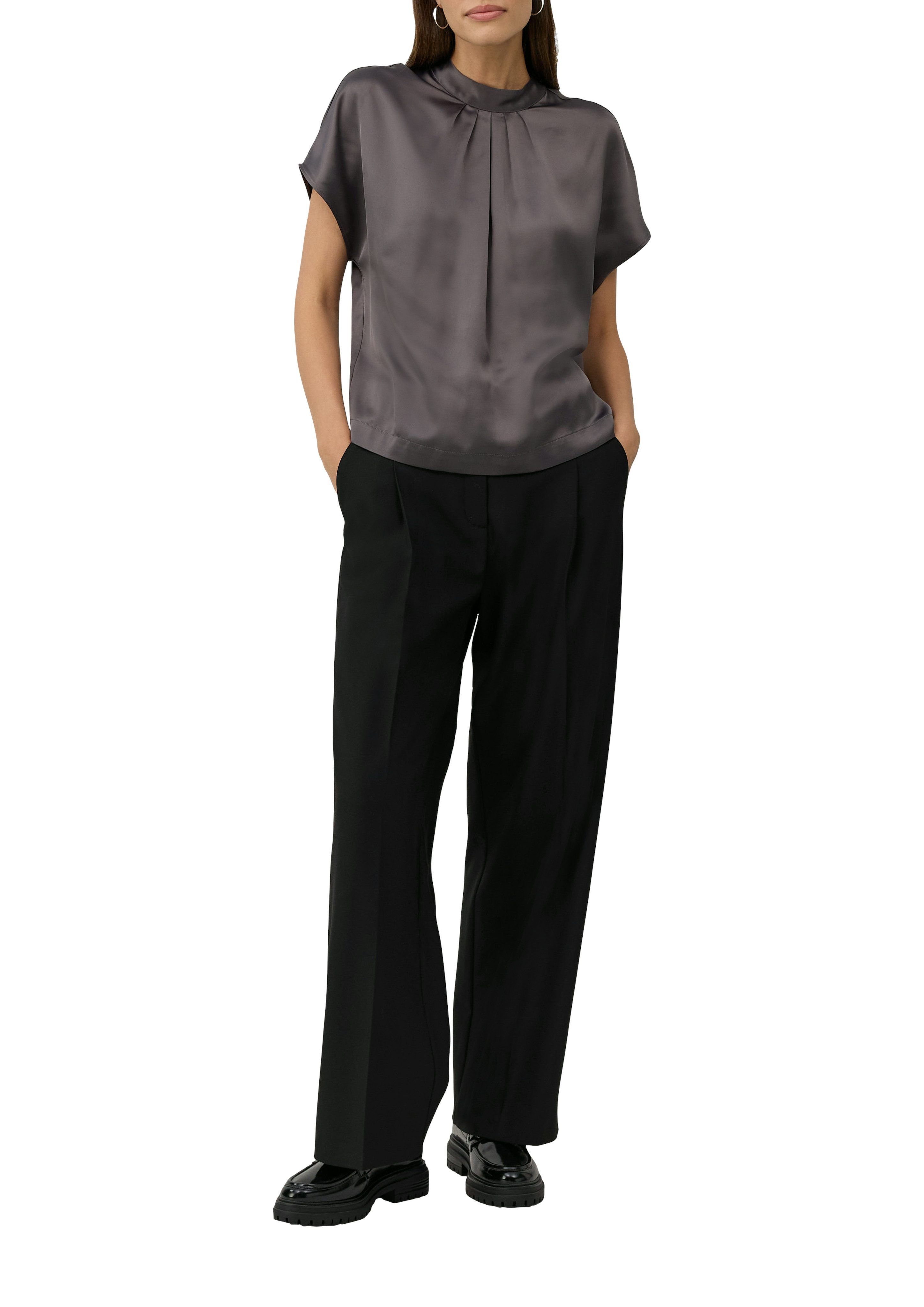 s.Oliver BLACK LABEL Satijnen blouse met plooien