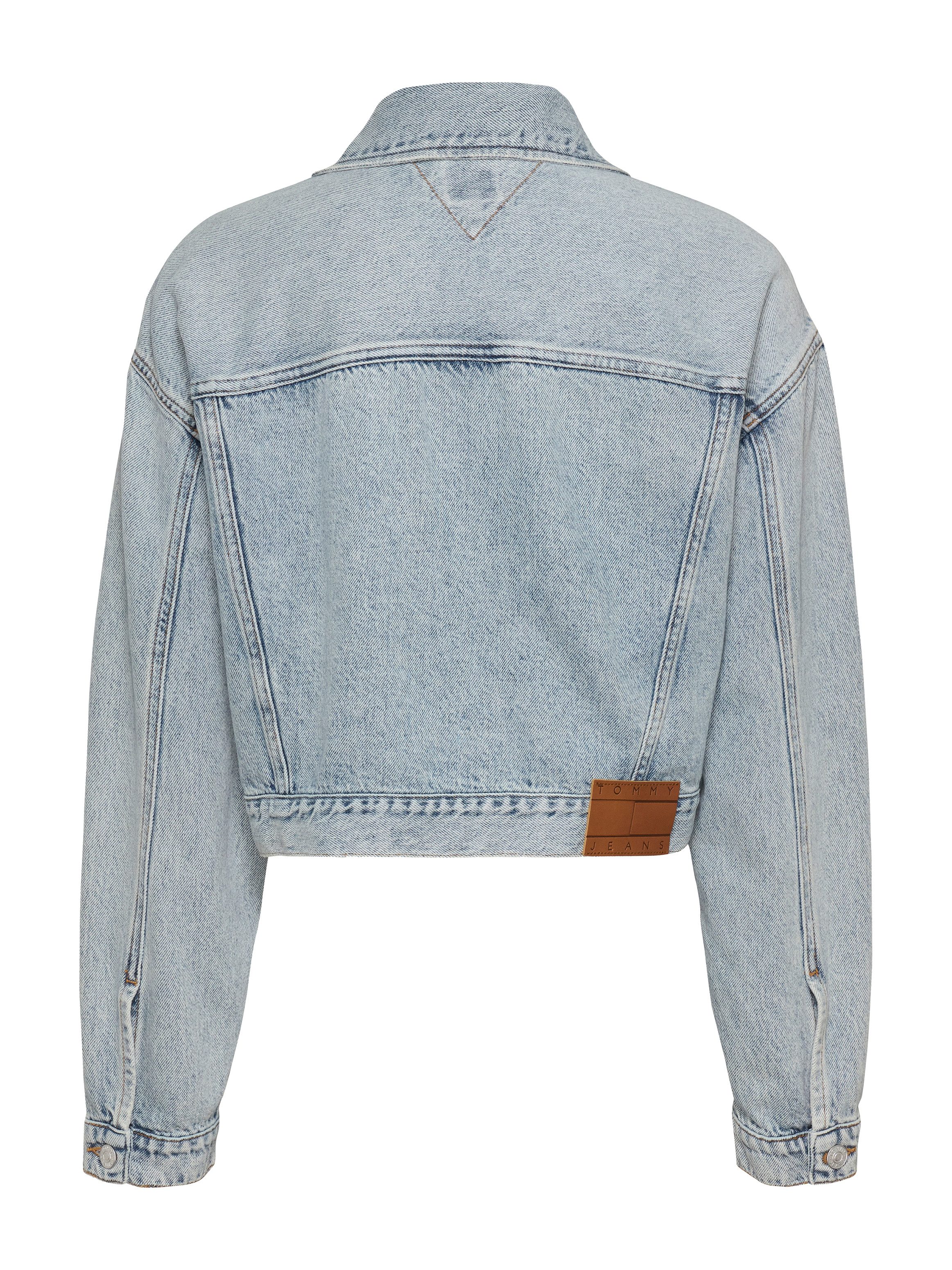 TOMMY Jeansjack OVSZ CROP TRUCKER JACKET BI6012 met korte snit, in blauwe was, met borstzakken