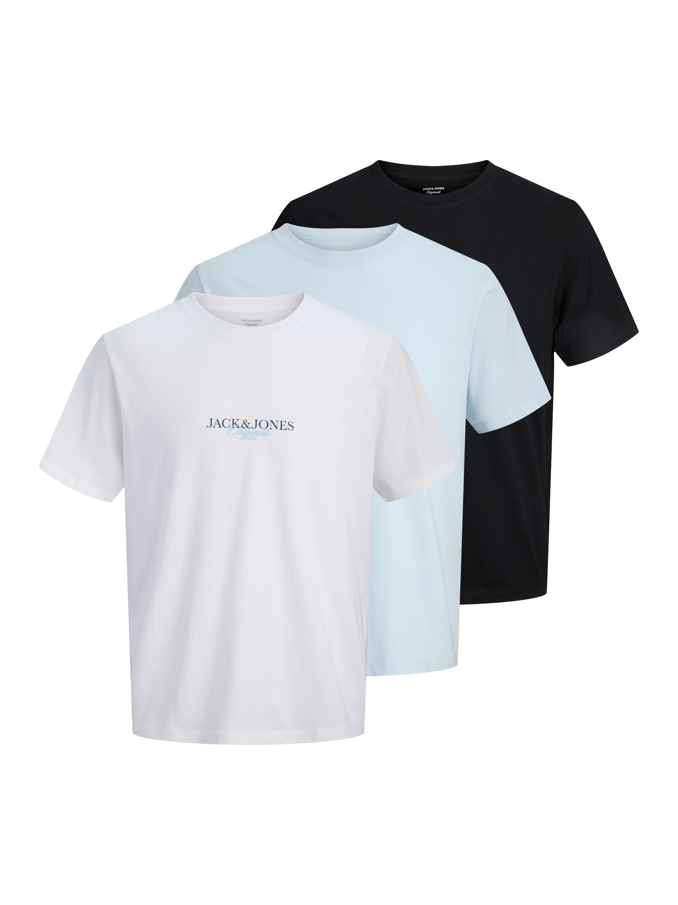 Jack & Jones Shirt met ronde hals JORBILLYBURG TEE SS CN 3PK MP FST (set, 3-delig)