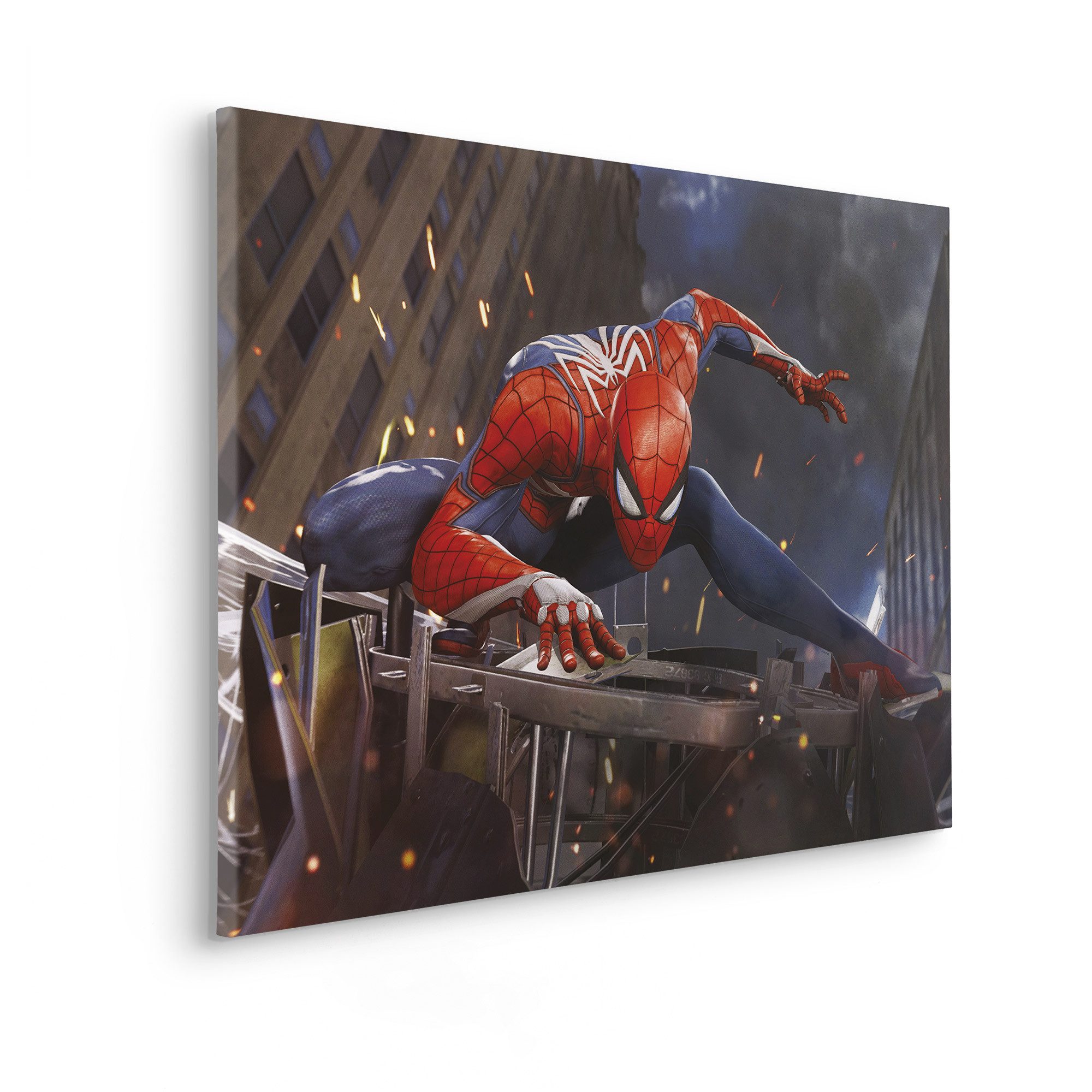 Komar Artprint op linnen Marvel Spider-Man Landing 90 x 60 cm (breite x höhe) - kinderzimmer, dekoration (1 stuk)