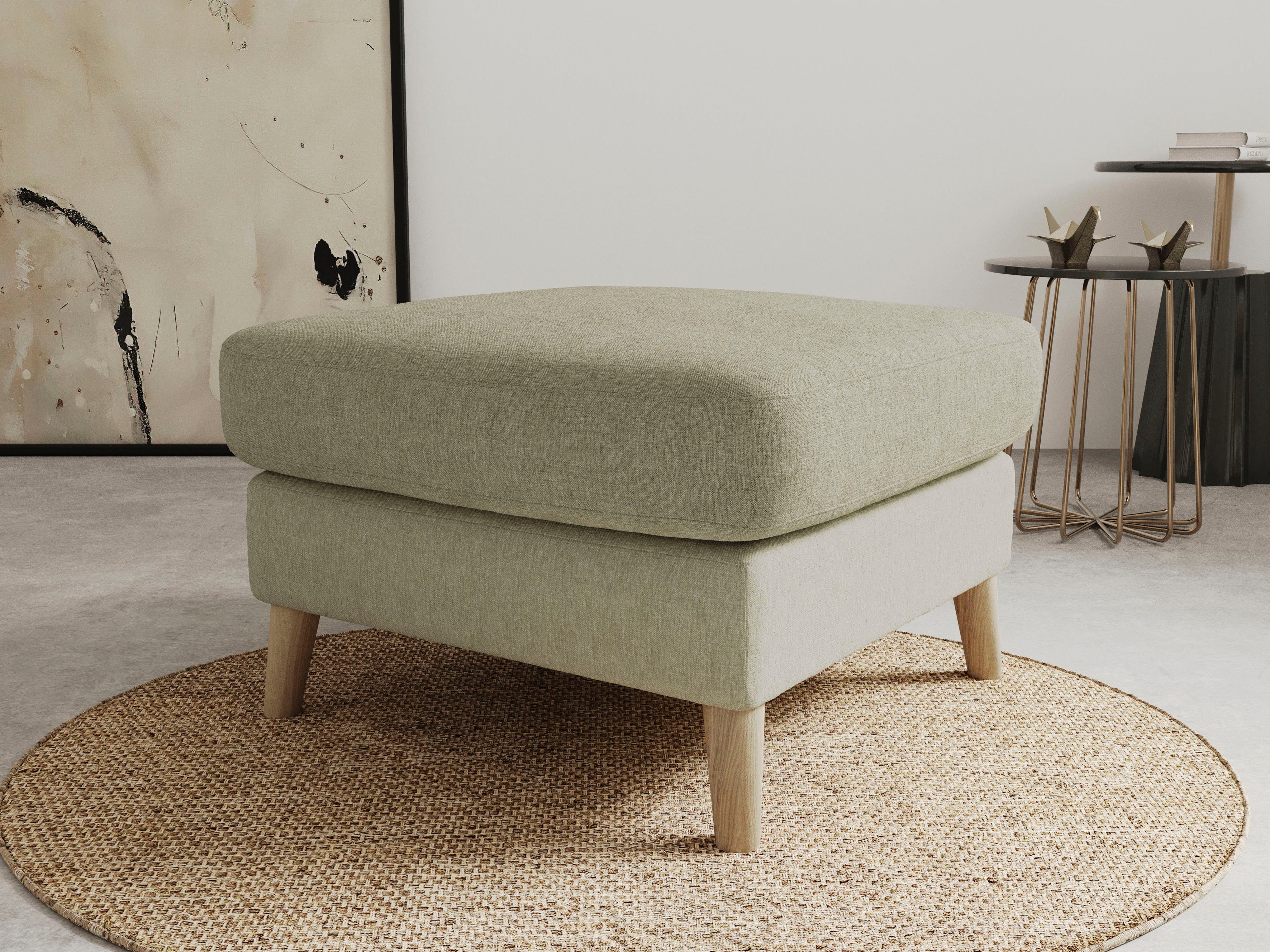 Home affaire Hocker Marseille Massief houten poten eiken, landhuisstijl, golfvering