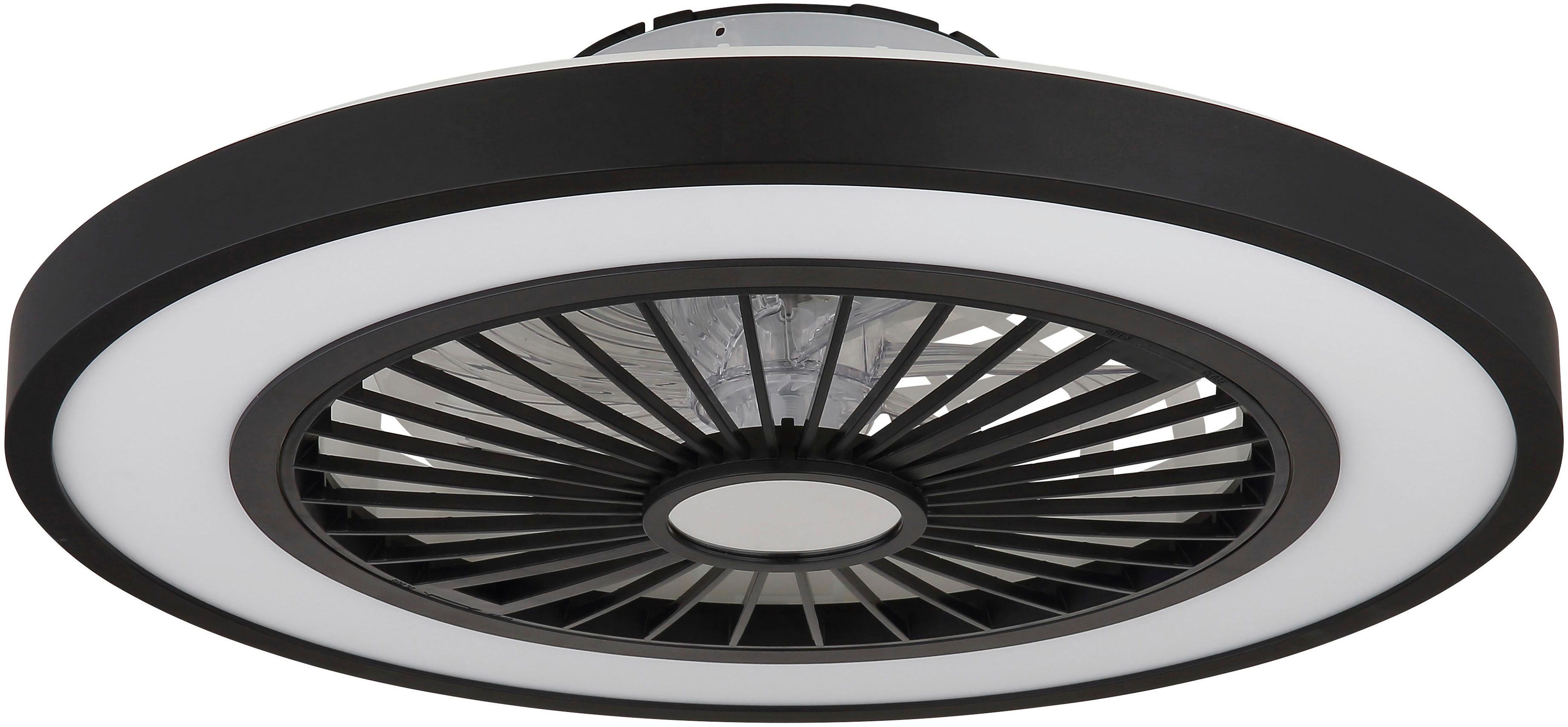 Globo Lightning Plafondlamp BLIZZAK Plafondventilator metaal zwart mat, LED (1 stuk)
