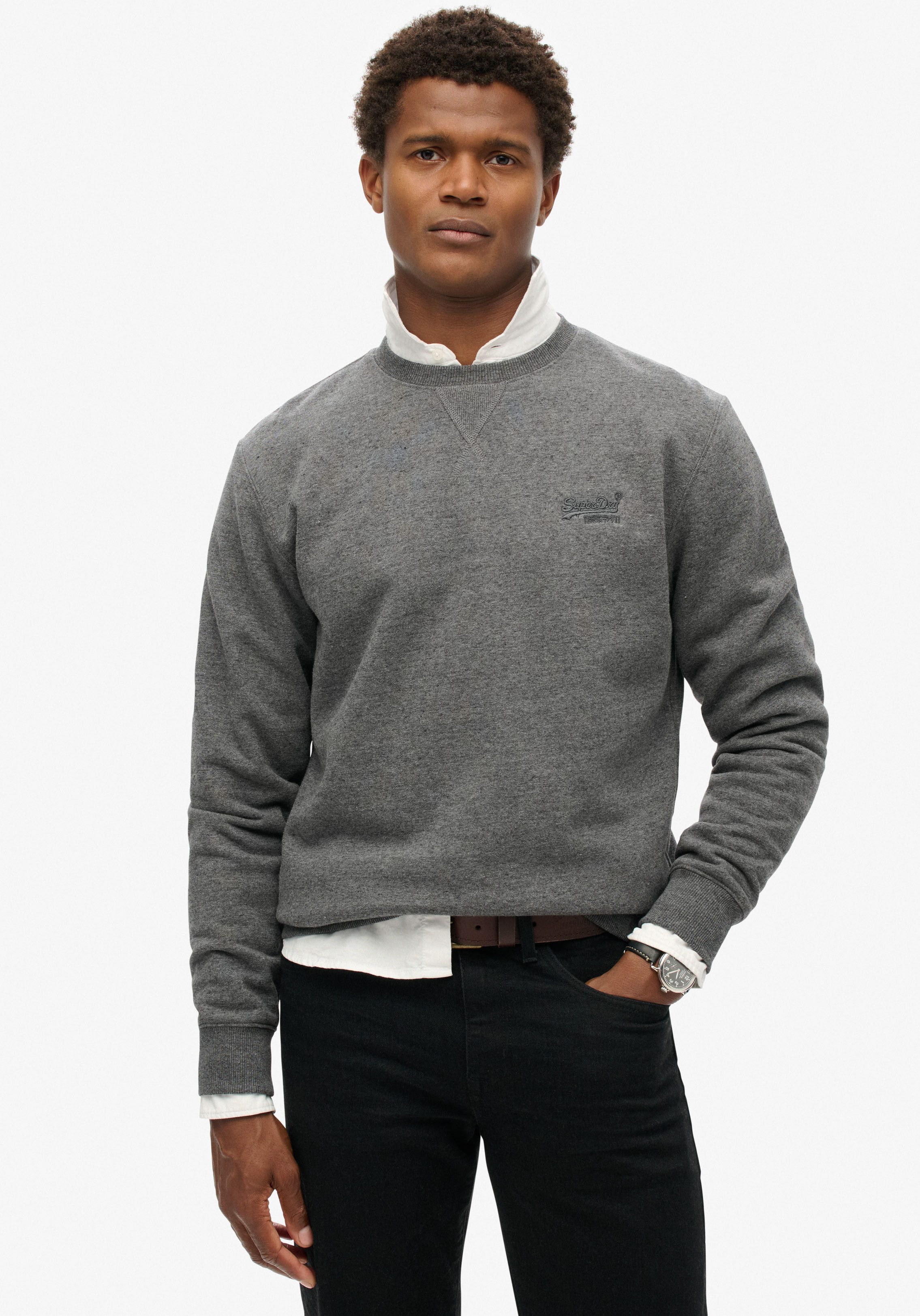 Superdry Sweatshirt ESSENTIAL LOGO CREW SWEATSHIRT heren sweaters maat M grijs
