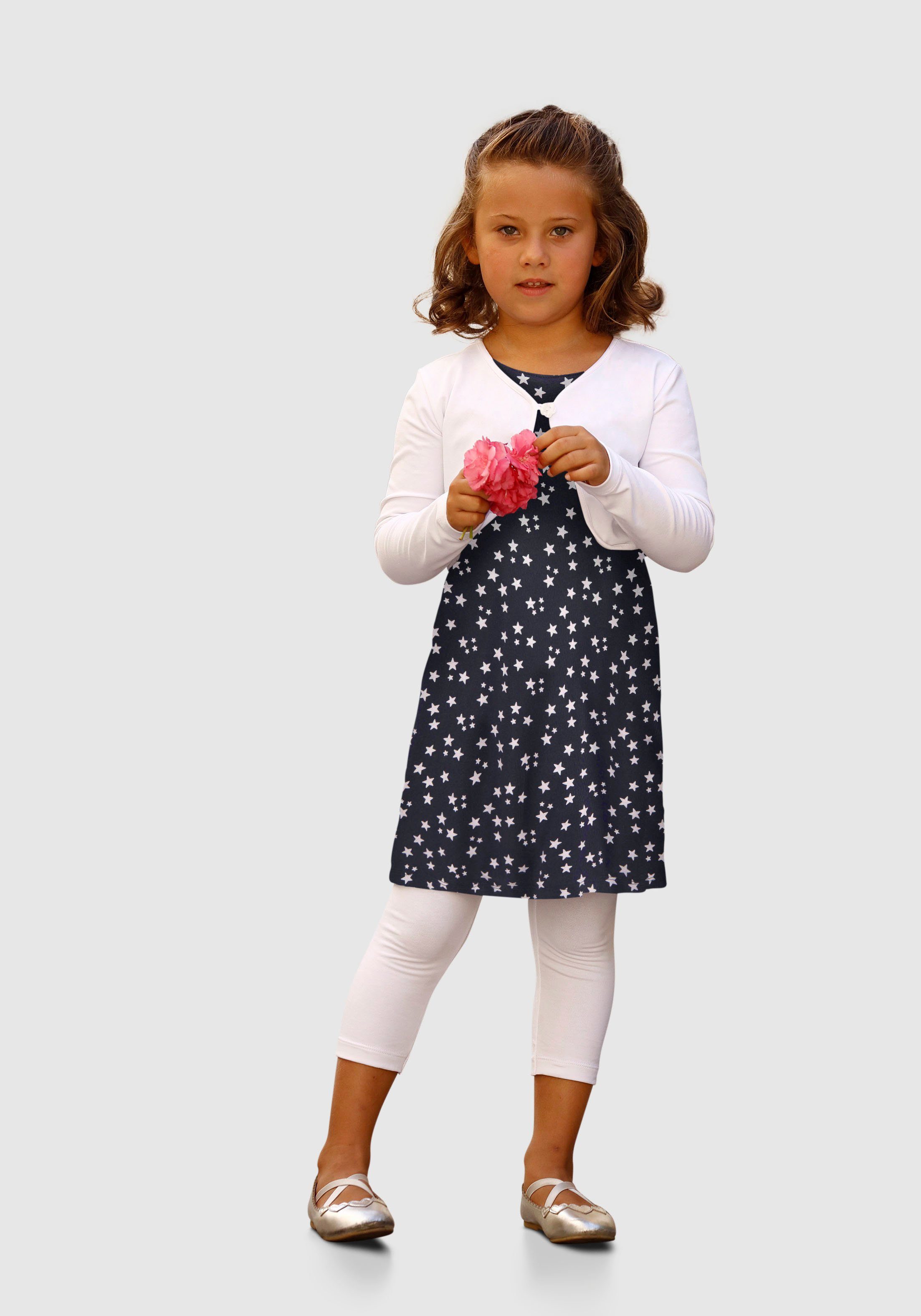 KIDSWORLD Bolero, jurk & legging 3-delig set, compleet outfit met sterrenpatroon (set, 3-delig)