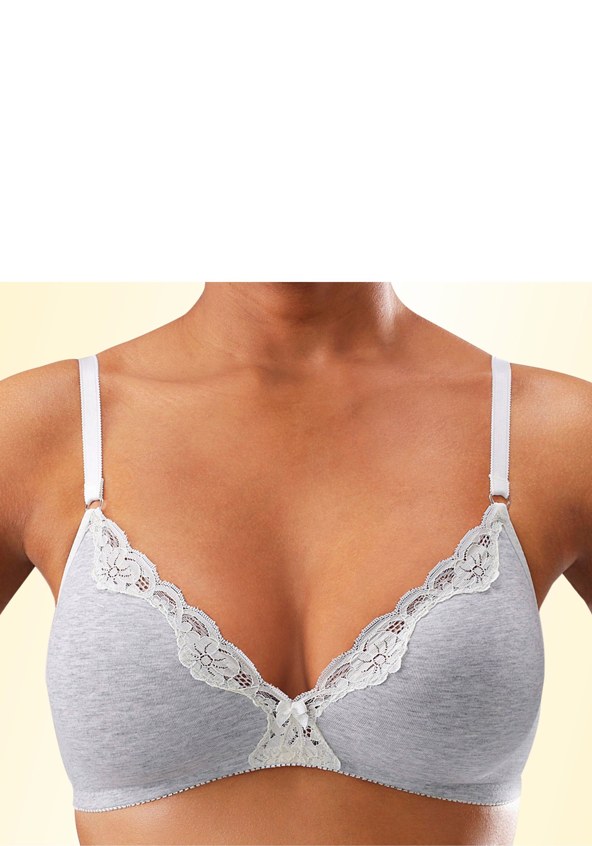 Petite fleur Bralette-bh zonder beugels van katoen met kant (Set van 2)