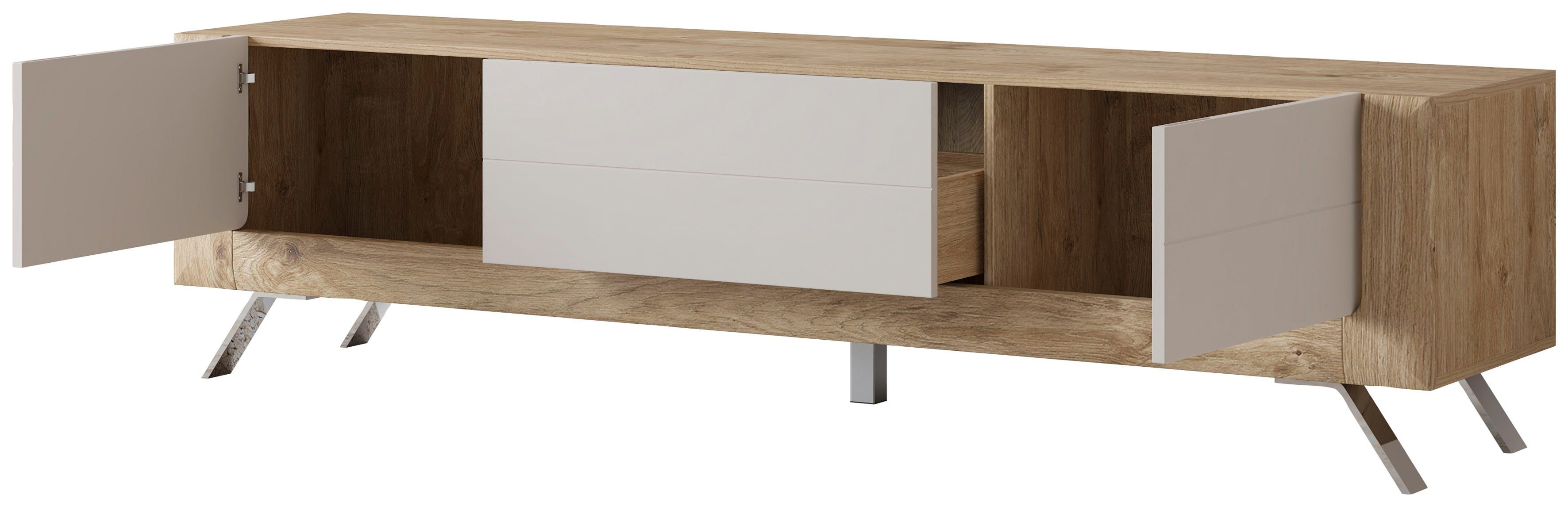 Leonique Tv-meubel Kasai Breedte 199 cm, met 1 lade en 2 deuren
