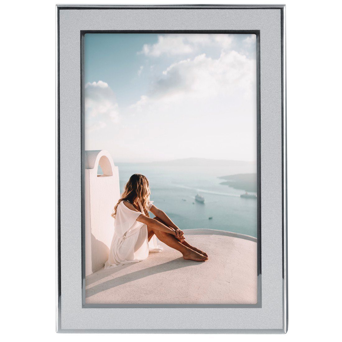 Hama Fotolijst 10 x 15 cm voor 1 foto, om op te hangen en te plaatsen, zilverkleur