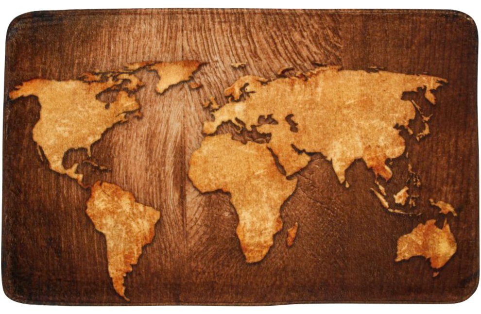 Sanilo Set badkameraccessoires World Map bestaand uit toiletzitting, badmat, stop, zeepdispenser, toiletborstel (complete set, 6-delig)