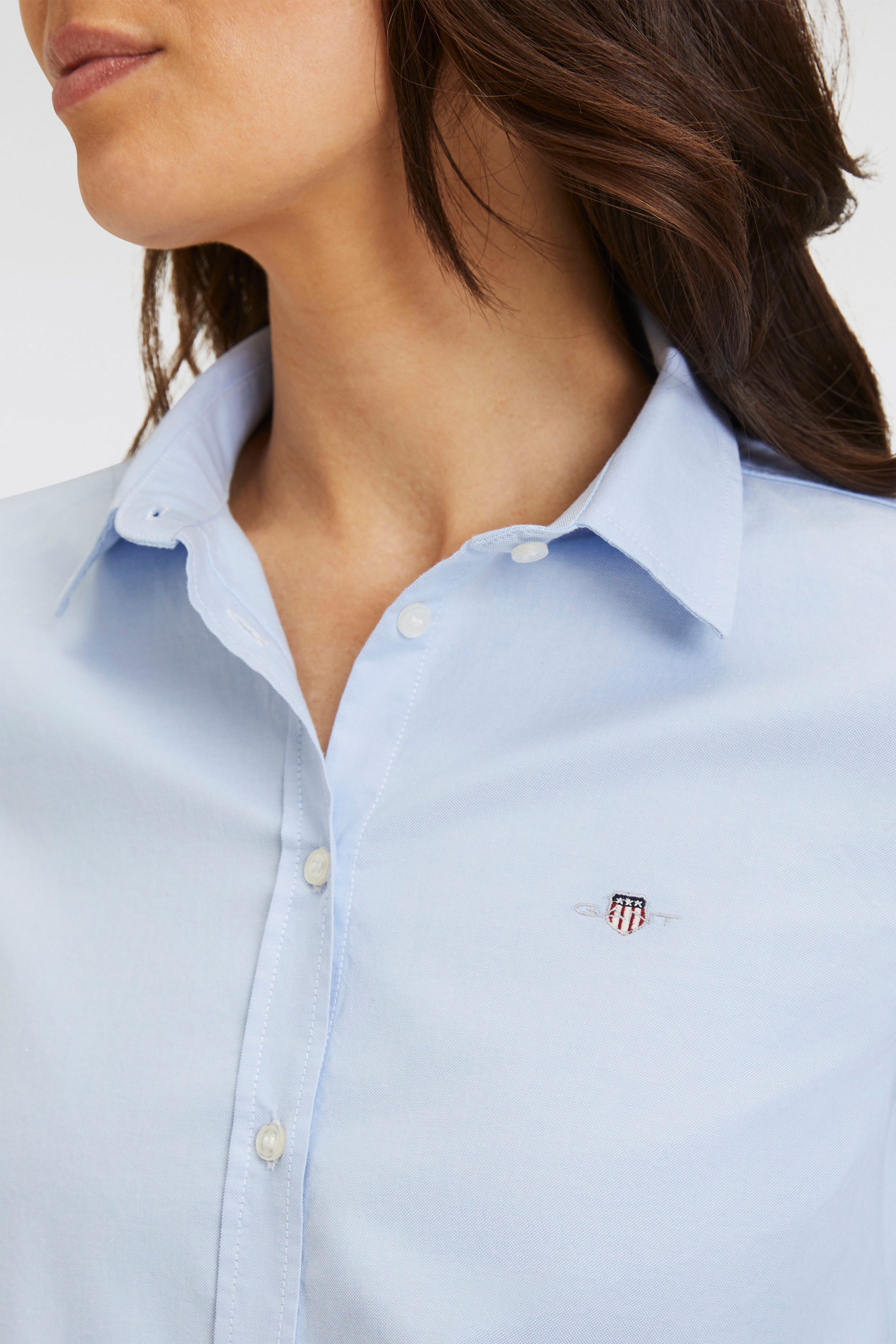 Gant Blouse met lange mouwen Nieuwe Slim Stretch Oxford Blouse voor comfortabel zitten en bewegingsvrijheid, new slim stretch, kreukvrij