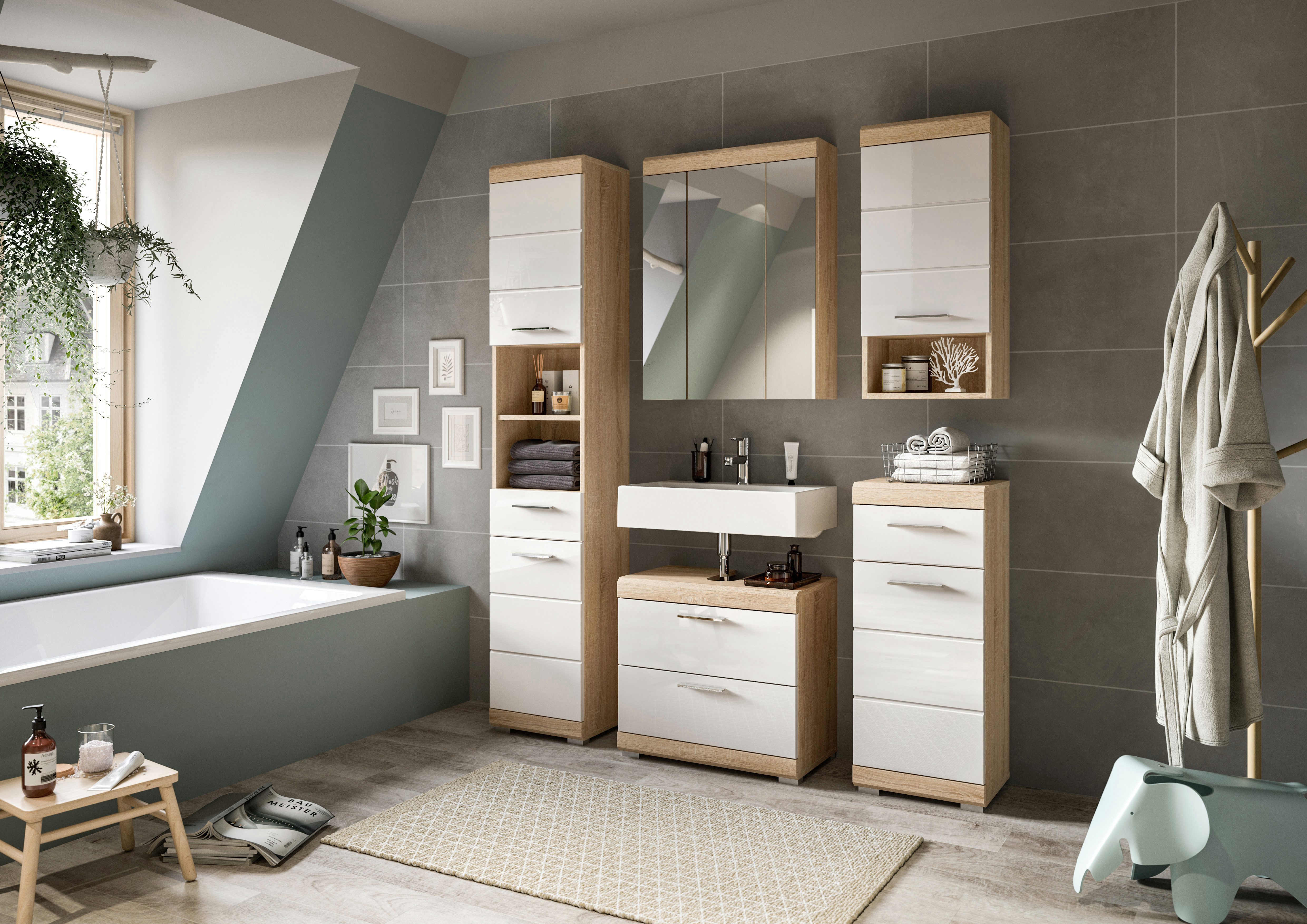 INOSIGN Wastafelonderkast Siena, breedte 60 cm, 2 deuren, 2 vakken, met sifonaansluiting, MDF-front in verschillende kleuren verkrijgbaar, badkamermeubels, badkamerkast, commode, badkamer (1 stuk)
