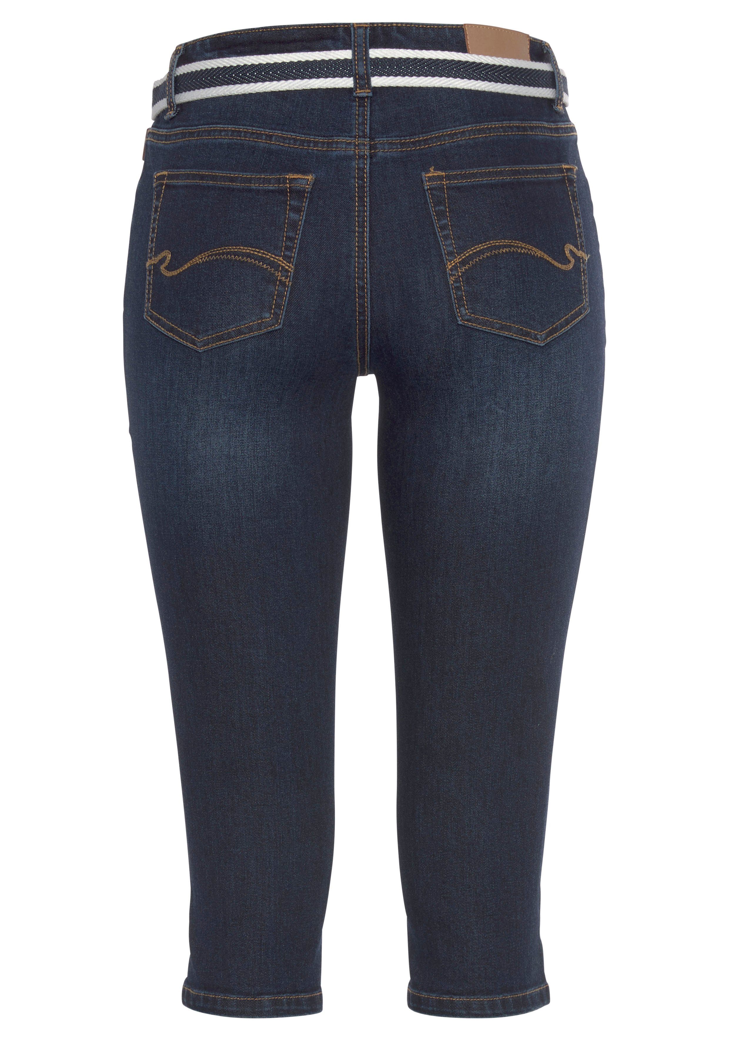 KangaROOS Capri jeans Capri-jeans met riem Skinny fit, met split, normale taille (set, Met een afneembare riem)