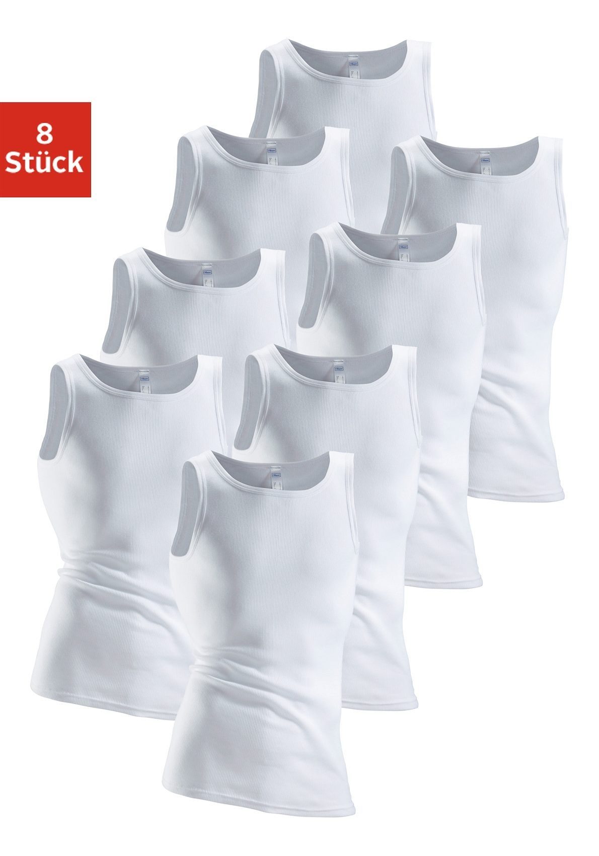 Clipper Hemd van dubbelrib, tanktop, onderhemd (8 stuks) heren onderhemden maat 7 wit