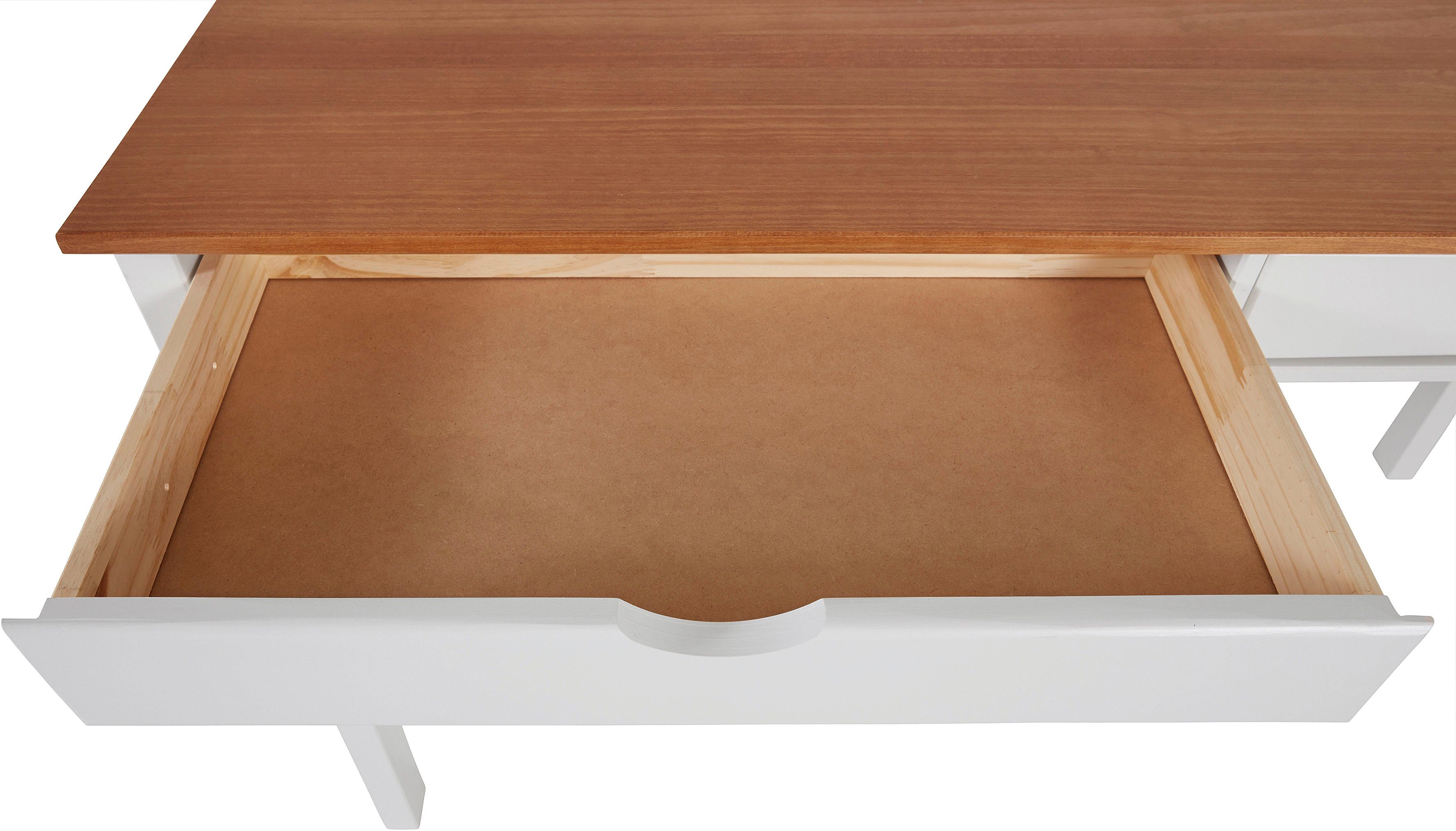 INOSIGN Bureau Gava van massief grenenhout, met praktische verzonken grepen, breedte 140 cm