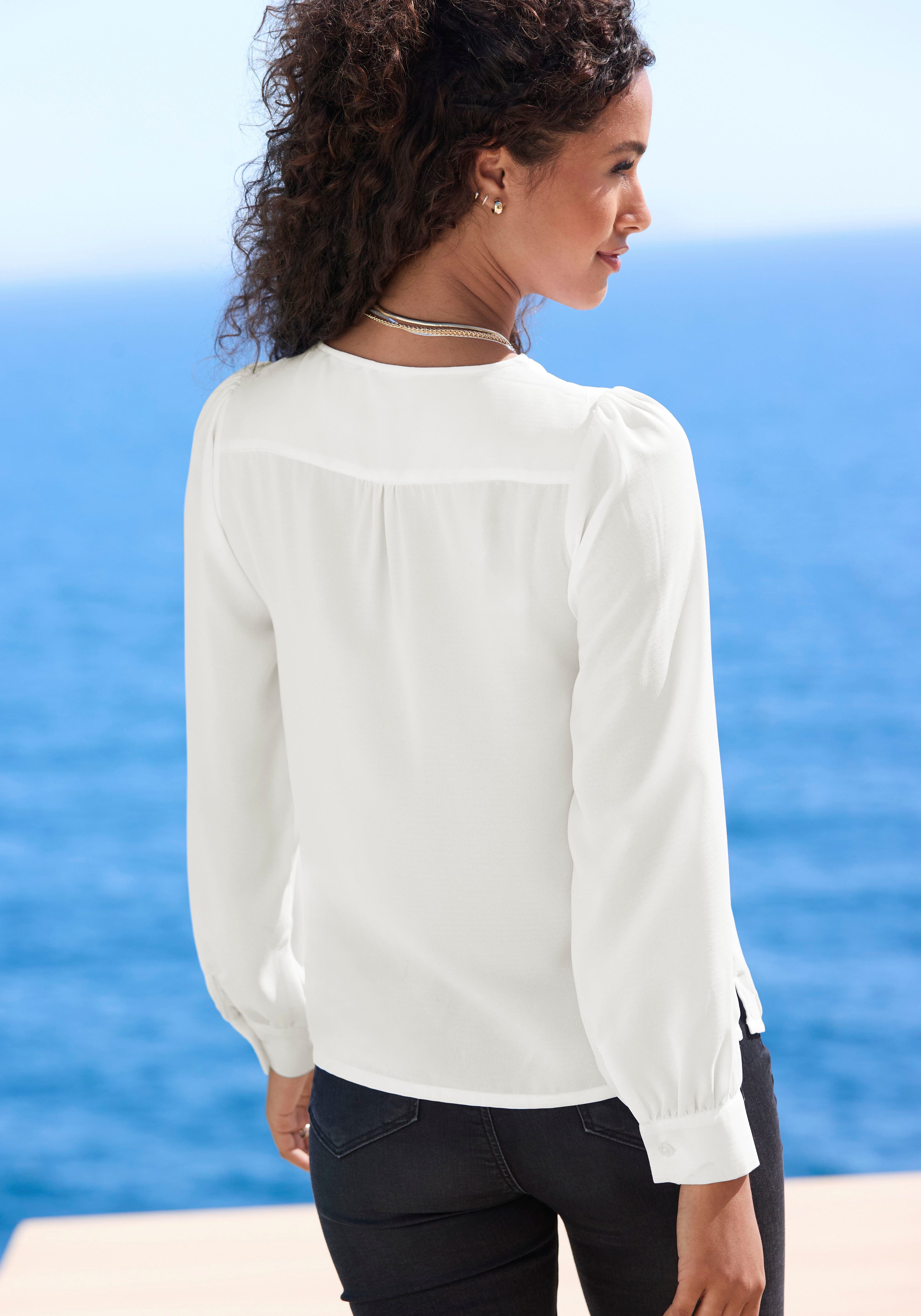 Lascana Blouse met lange mouwen met ritsdetail, elegante damesblouse