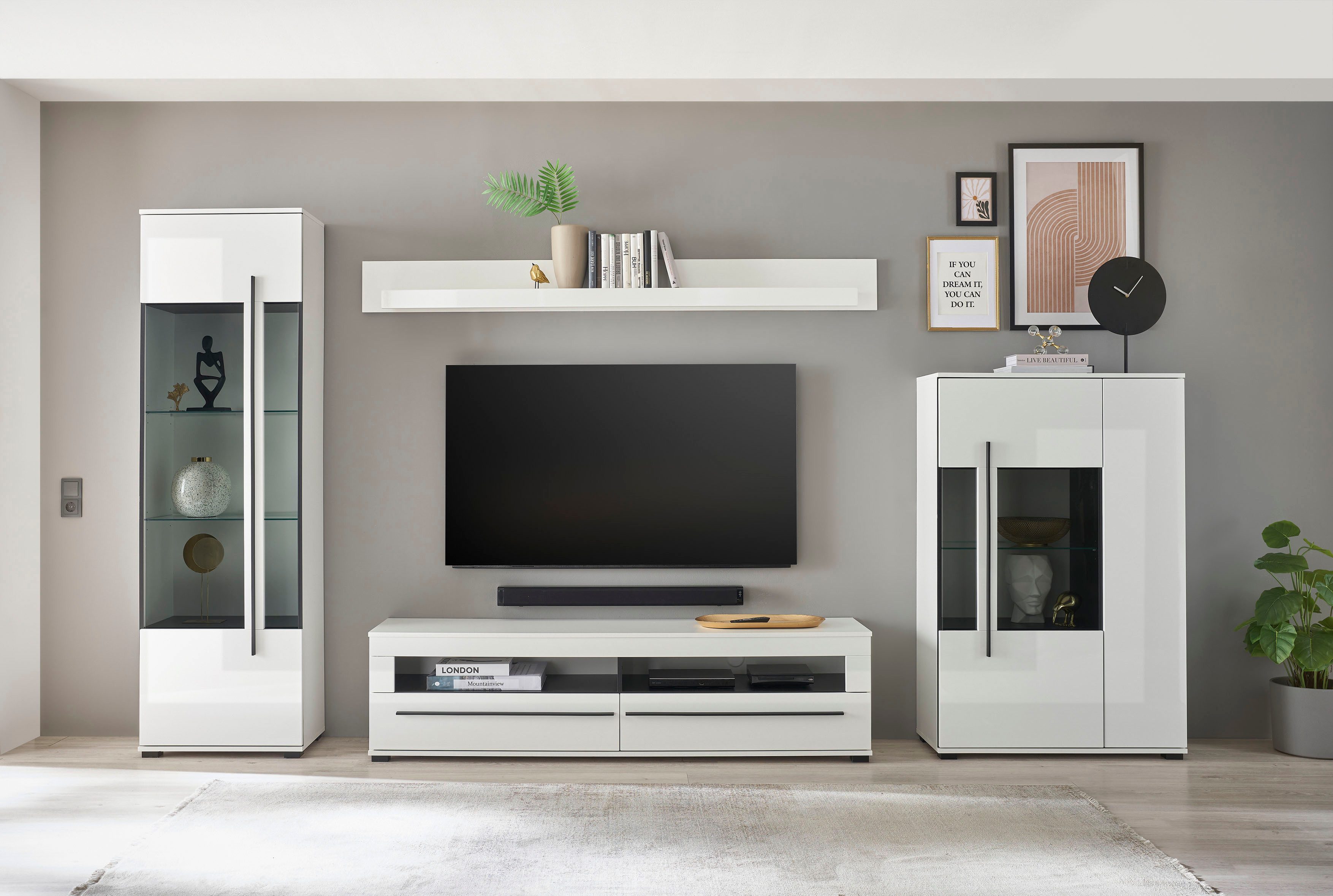 INOSIGN Tv-meubel Modern TV-meubel, commode in Eiken Evoke of wit zwarte stanggreep, voldoende opbergruimte, veelzijdig inzetbaar