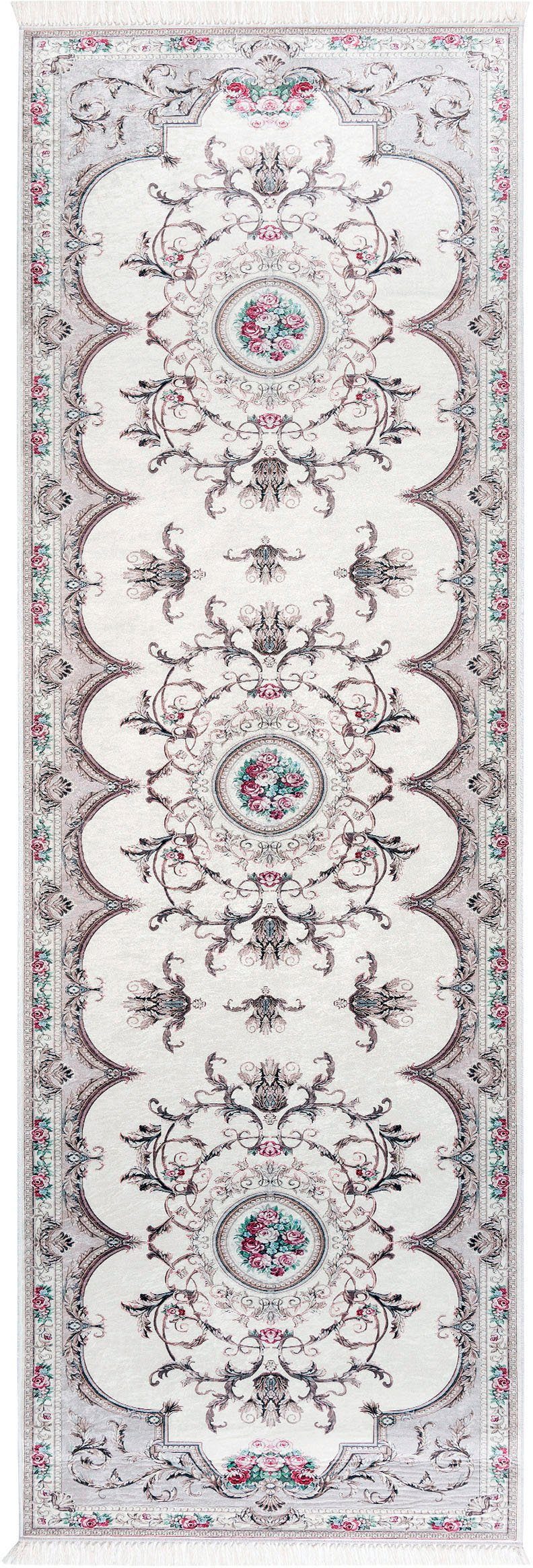 Sehrazat Loper Vintage 7000 Vlakpolig, bloemen vintage, antislip, wasbaar, woonkamer lopers beige