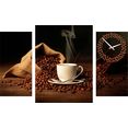conni oberkircher´s beeld met klok coffe - koffie iii met decoratieve klok, koffiebonen, keuken (set) bruin