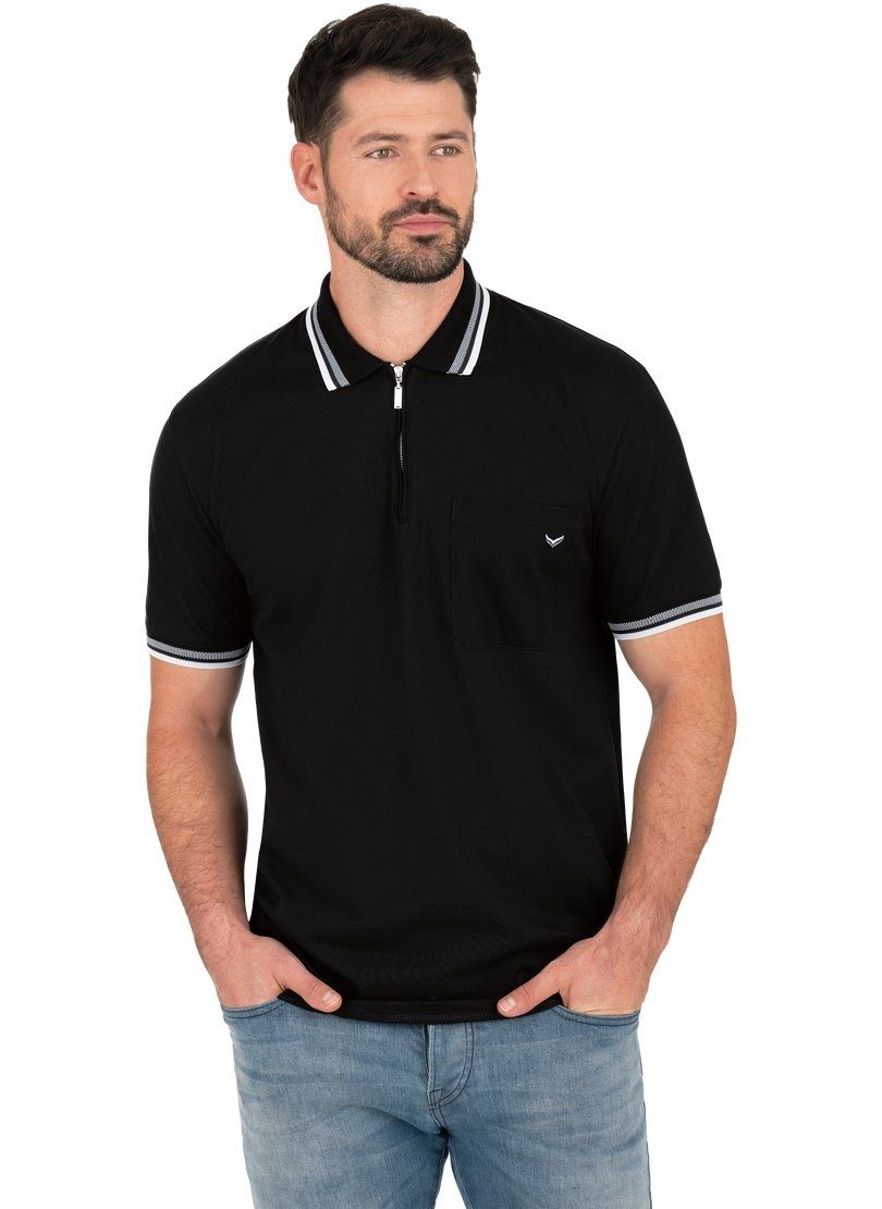 Trigema Poloshirt TRIGEMA poloshirt met ritssluiting (1-delig) heren t-shirts maat 5XL zwart
