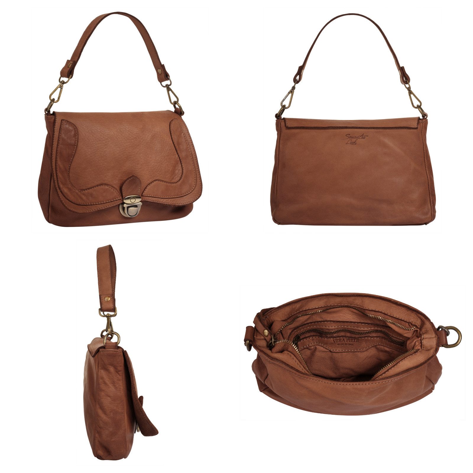 Samantha Look Schoudertas echt leer, made in italy