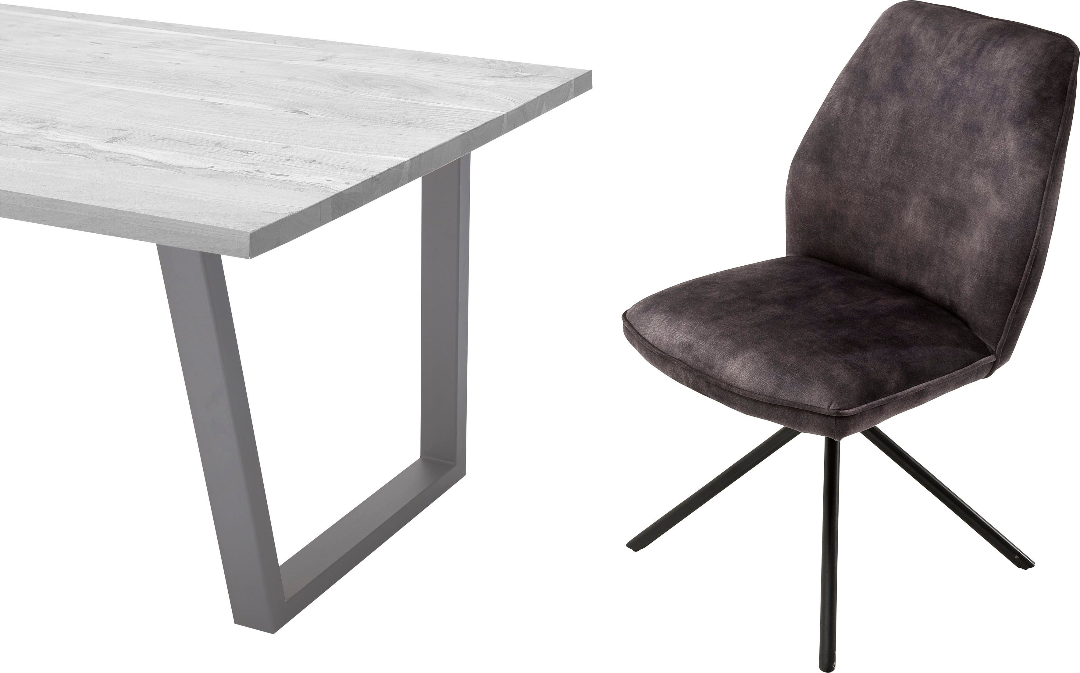 MCA furniture Eetkamerstoel OTTAWA Vintage suède-look met opstaande naad, stoel belastbaar tot 120 kg (set, 2 stuks)