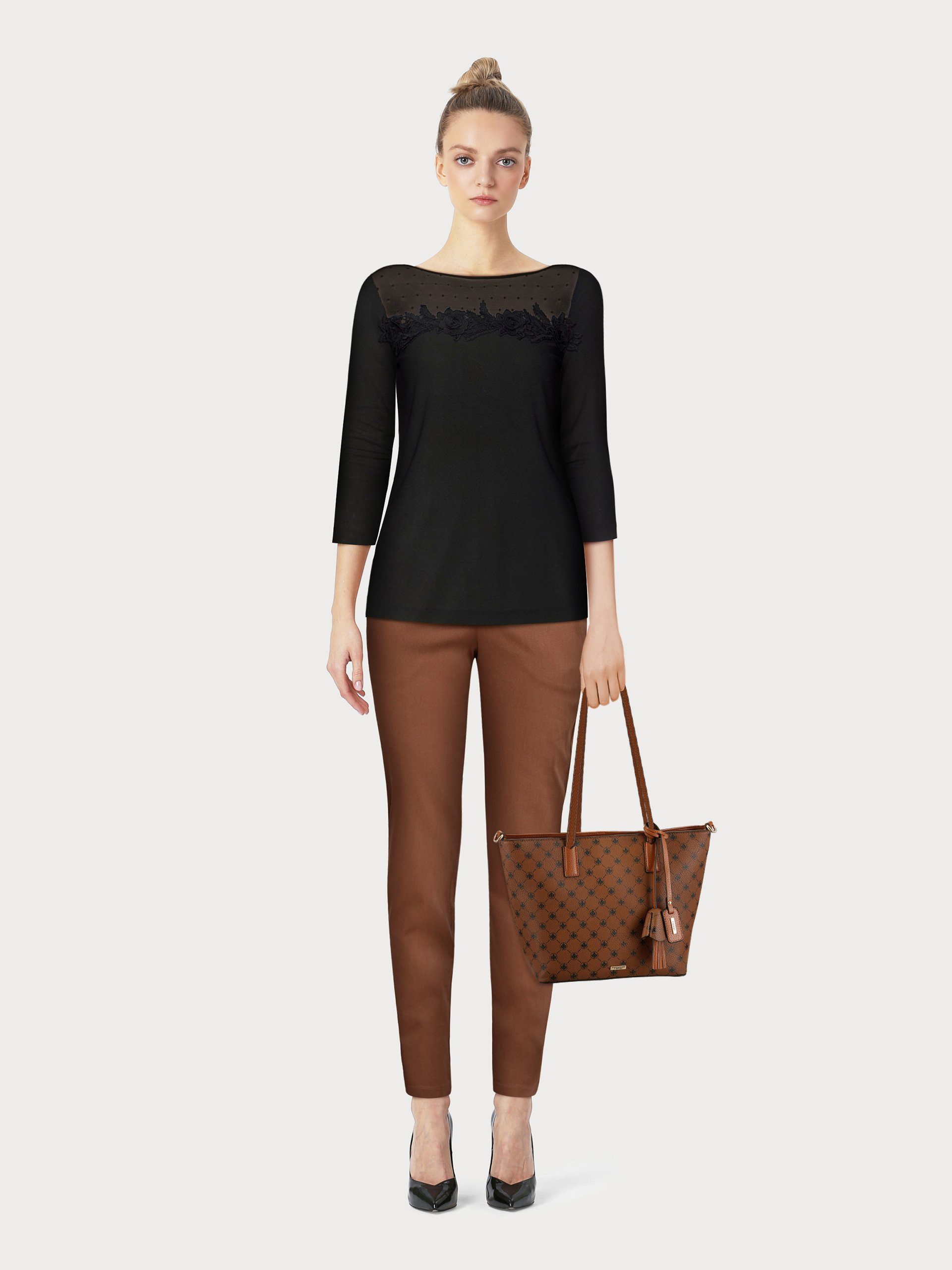 Laura Scott Shirt met ronde hals 3/4-mouw, figuurgetailleerde snit