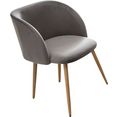 paroli stoel met armleuningen dali (set van 2 of 4), met velours-overtrek en in 2 framekleuren (set) grijs