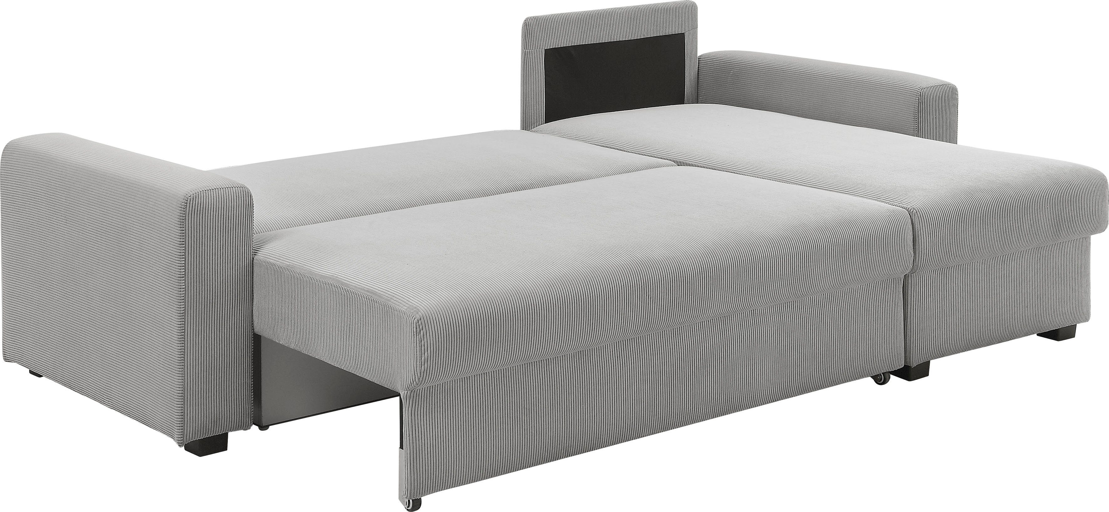 ATLANTIC home collection Hoekbank Dublin L-vorm Slaapfunctie en bedkist, récamier links of rechts te monteren