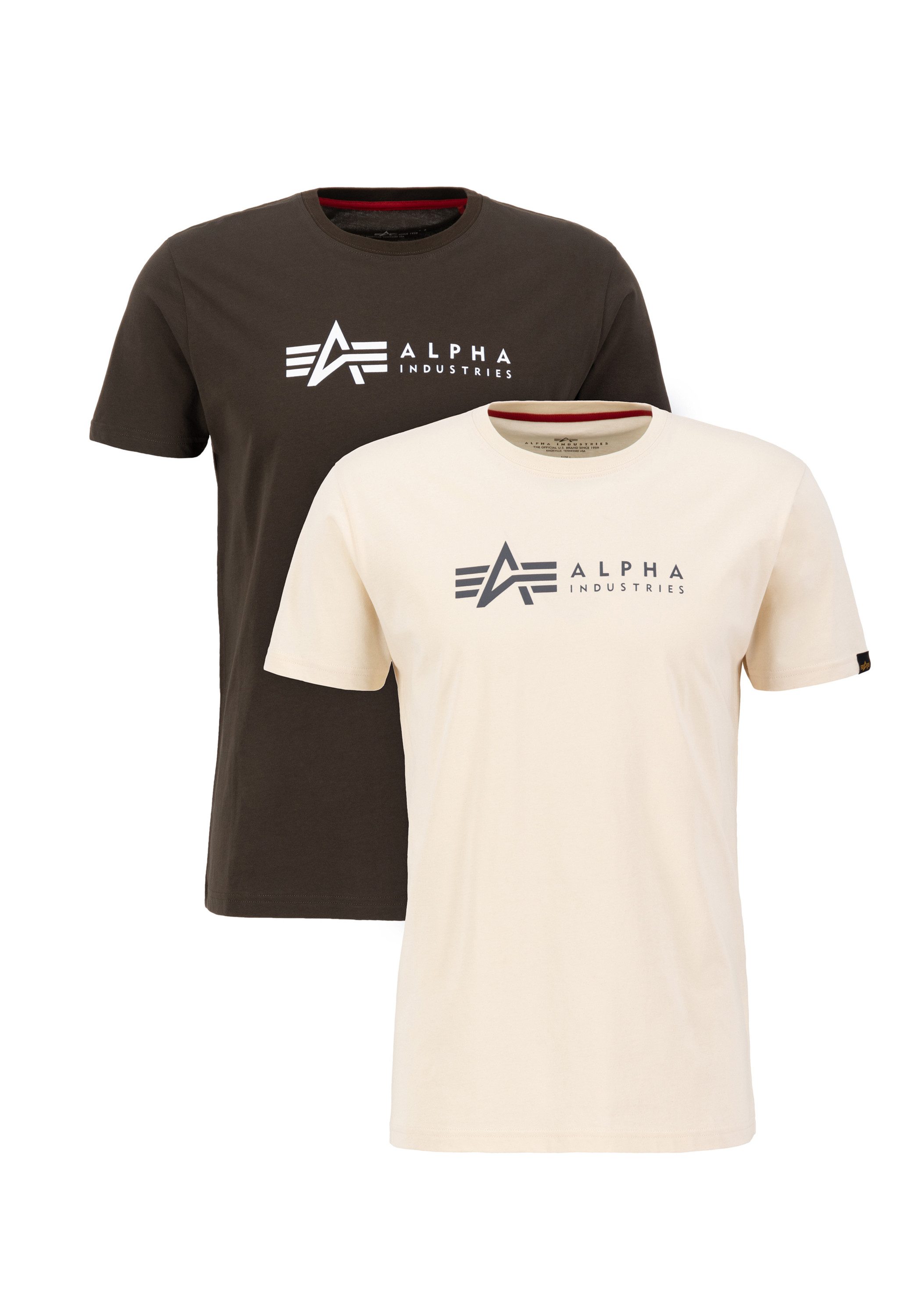 Alpha Industries T-shirt Alpha Industries Men - T-Shirts Alpha Label T 2 Pack heren t-shirts maat S groen