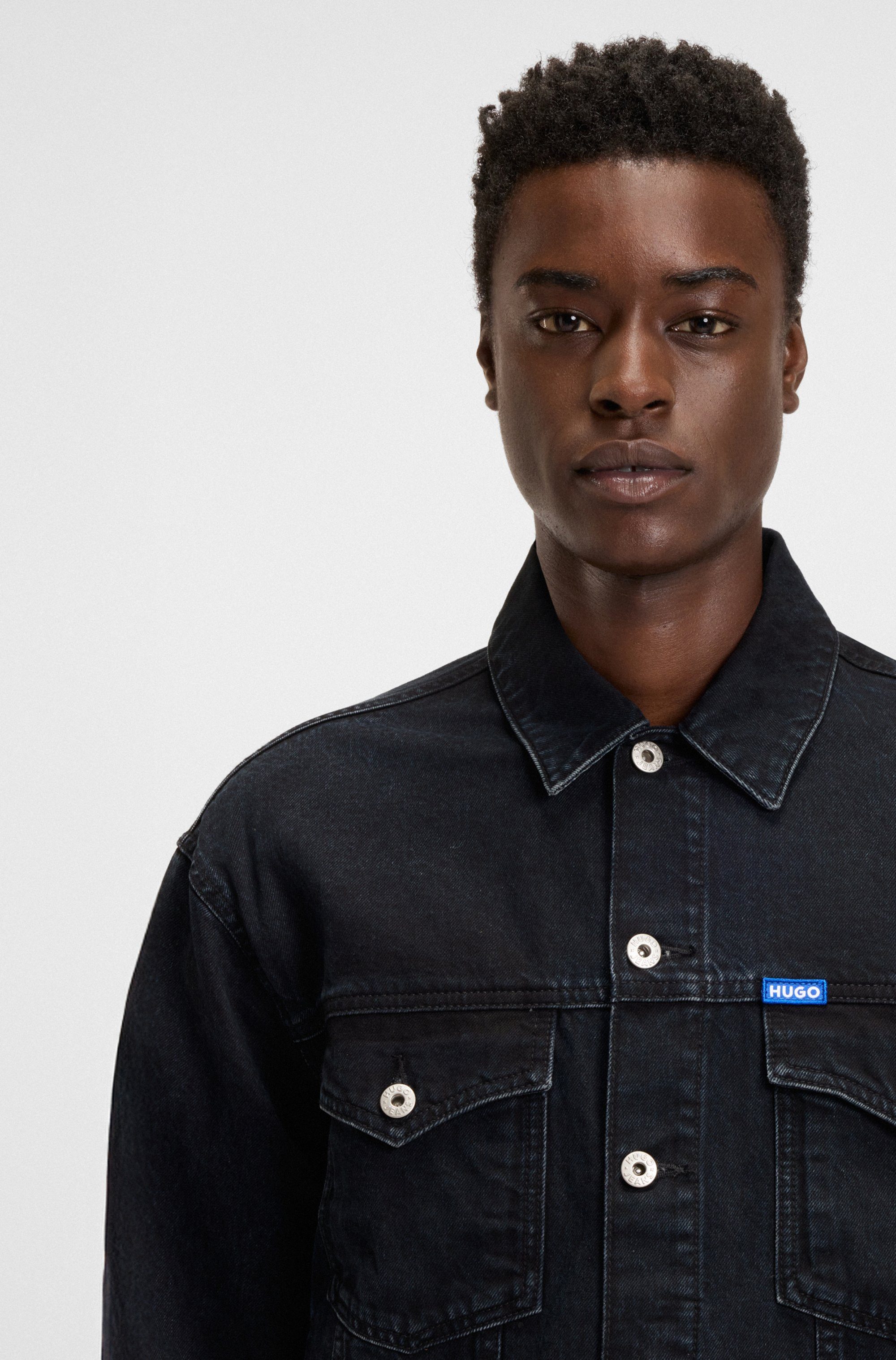 HUGO Blue Jeansjack Dex met logodetails