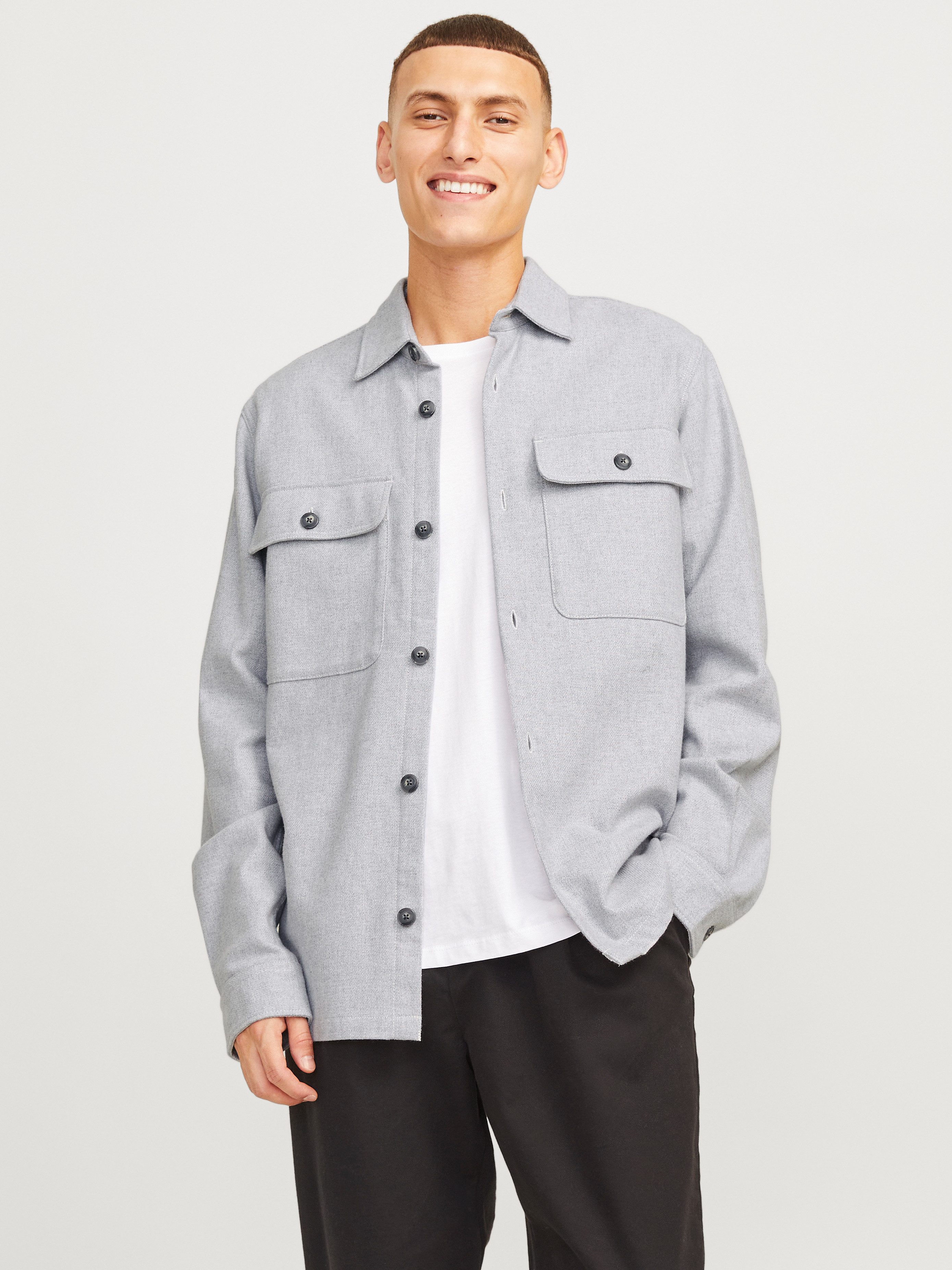 Jack & Jones Overhemd met lange mouwen JPRRAYMOND MELANGE SOLID LS OVERSHIRT SN