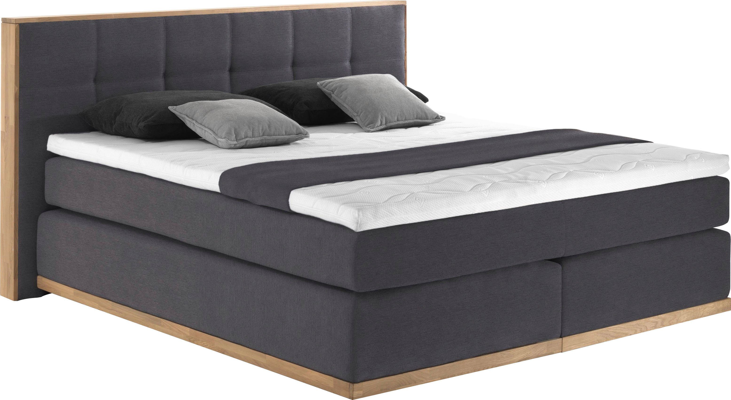 Places of Style Boxspring Vinton van massief eiken, verschillende hardheden (ook h4) (5 stuks)