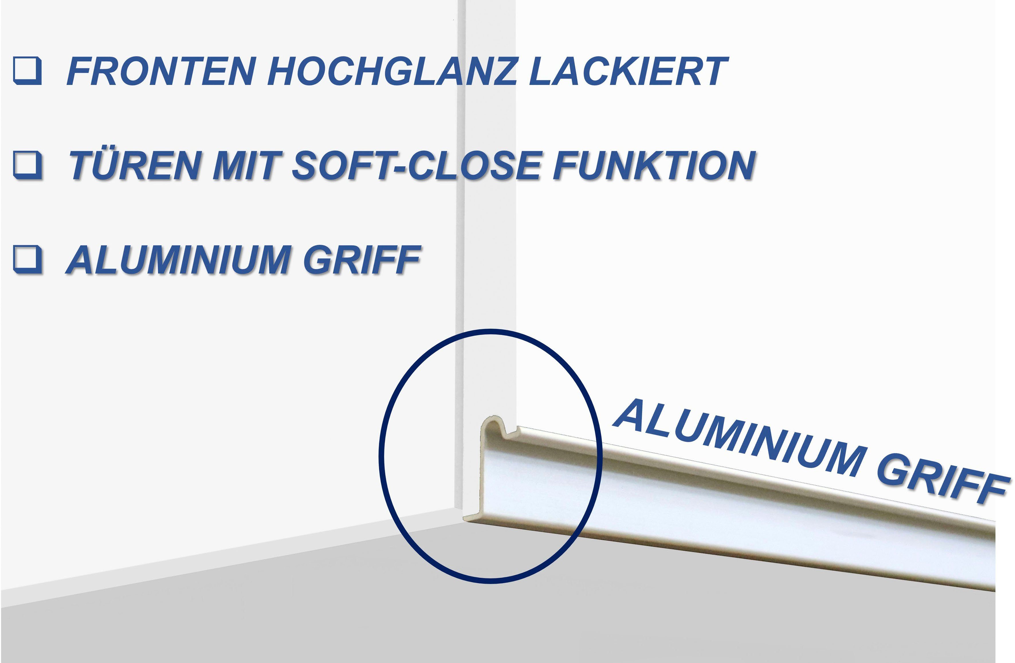 Kochstation Keukenblok KS-Sole Breedte 256 cm, hangrek, afdruiprek, zonder elektrische apparaten