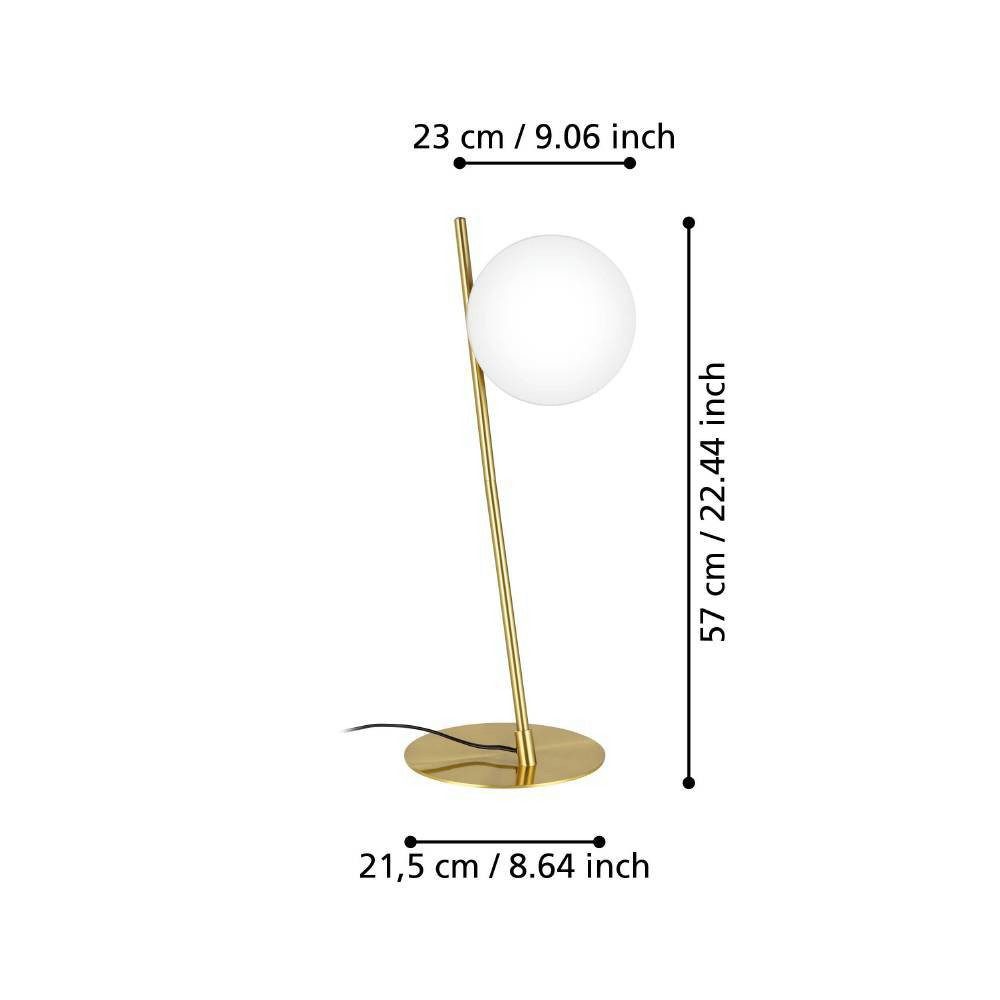 EGLO Tafellamp RONDO 4 Nachtkastlamp, metaal in messing, glas in opaal-mat, E27 fitting (1 stuk)
