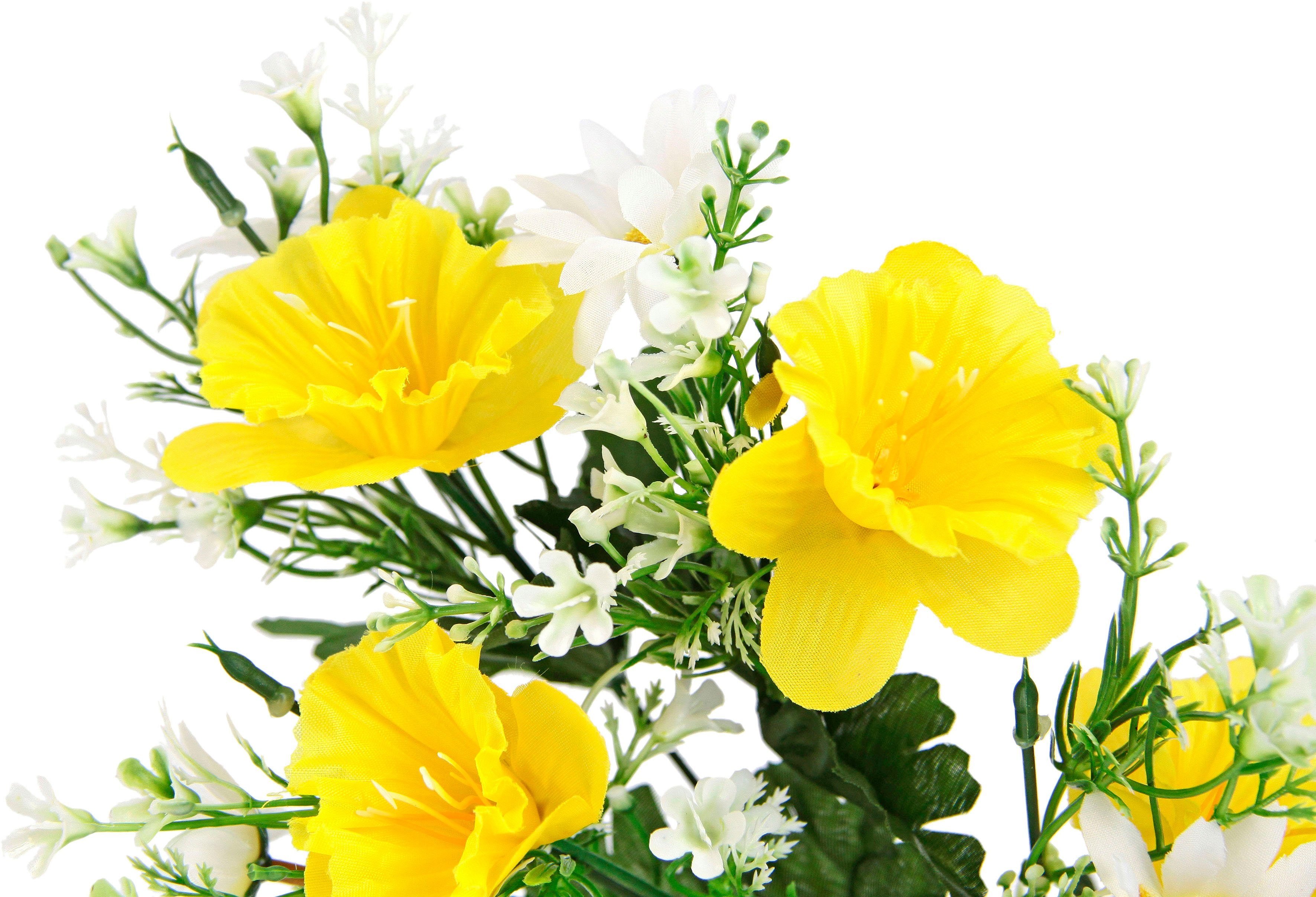 I.GE.A. Kunstbloem Narcissen margrieten tak 5-pack madeliefjes, narcissen, paasdecoratie, lentebloemen voor vazen