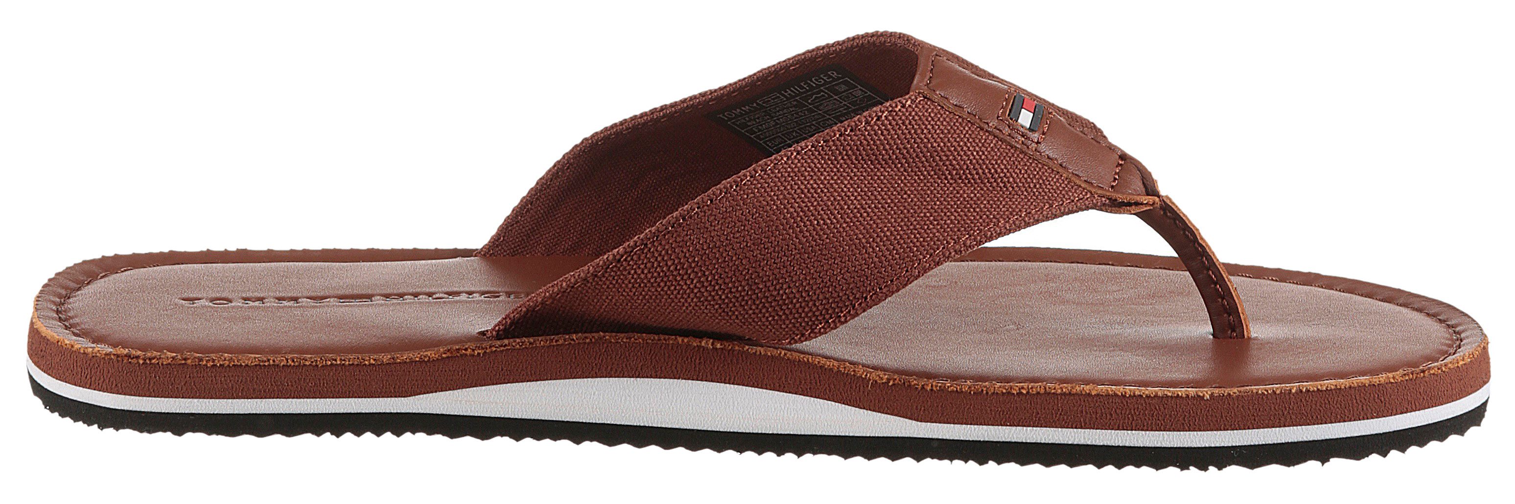 Tommy Hilfiger Teenslippers HILFIGER LEATHER BEACH SANDAL , dianette, zomerschoen, strand schoen met logo
