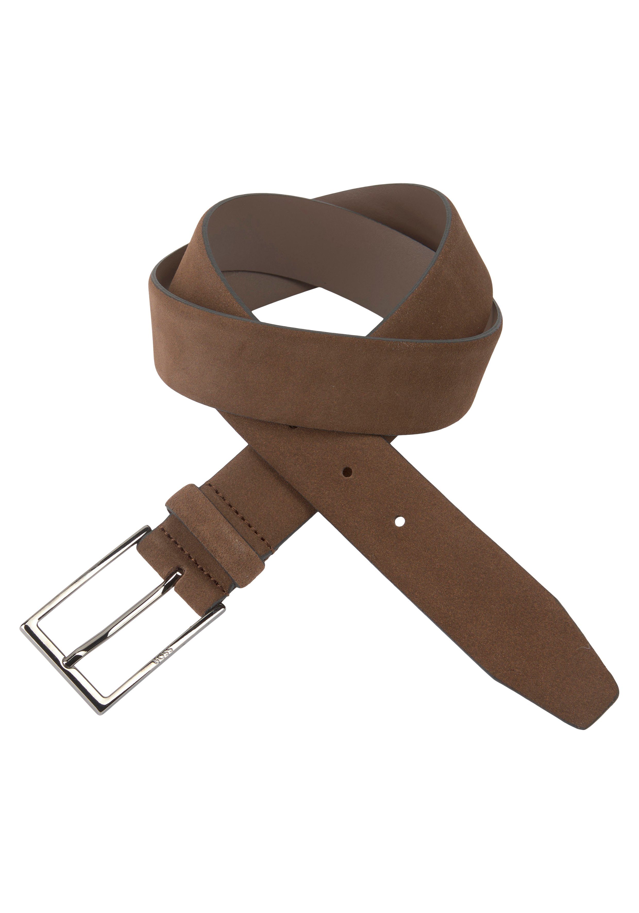 Boss Leren riem Calindo van suedeleer met metalen logo-sluiting