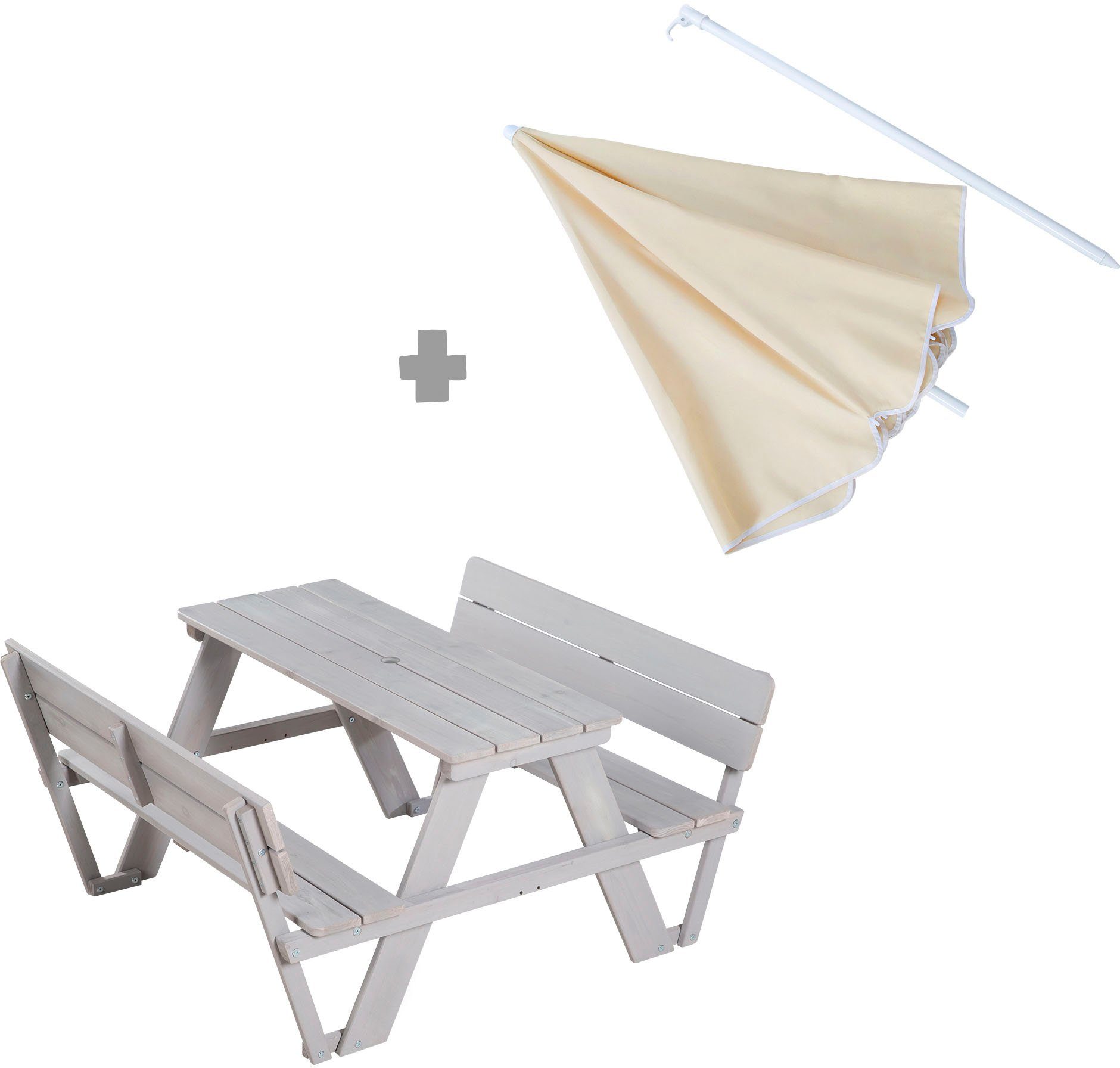 Roba® Kinderzithoek voor in de tuin Picknick voor 4 Buiten + (set, 2-delig)