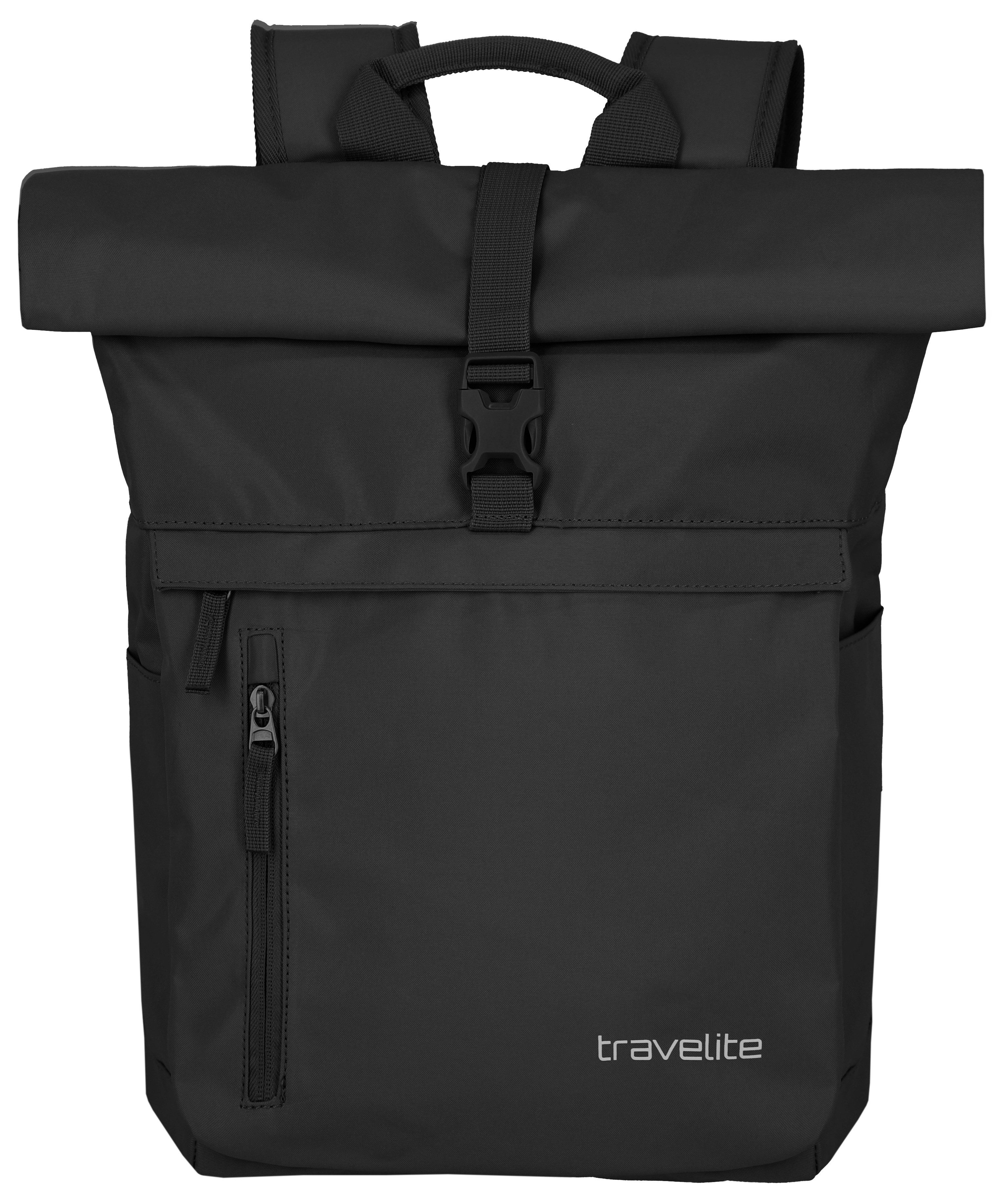 travelite Vrijetijdsrugzak BASICS Rollup Rugzak Werkrugzak sportrugzak reiserugzak schoolrugzak unisex rugzakken zwart