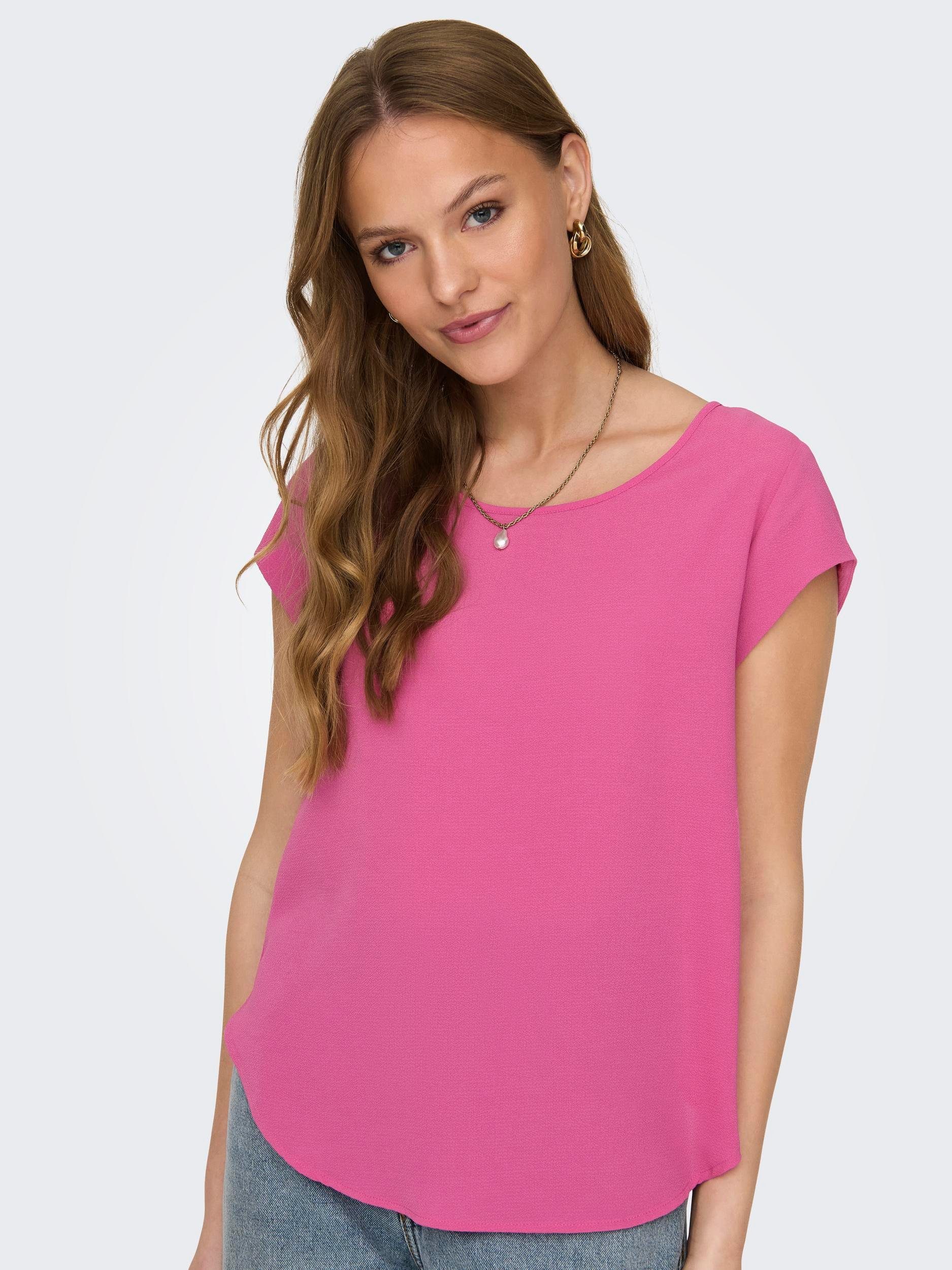 Only Blouse met korte mouwen ONLVIC S/S SOLID TOP NOOS PTM