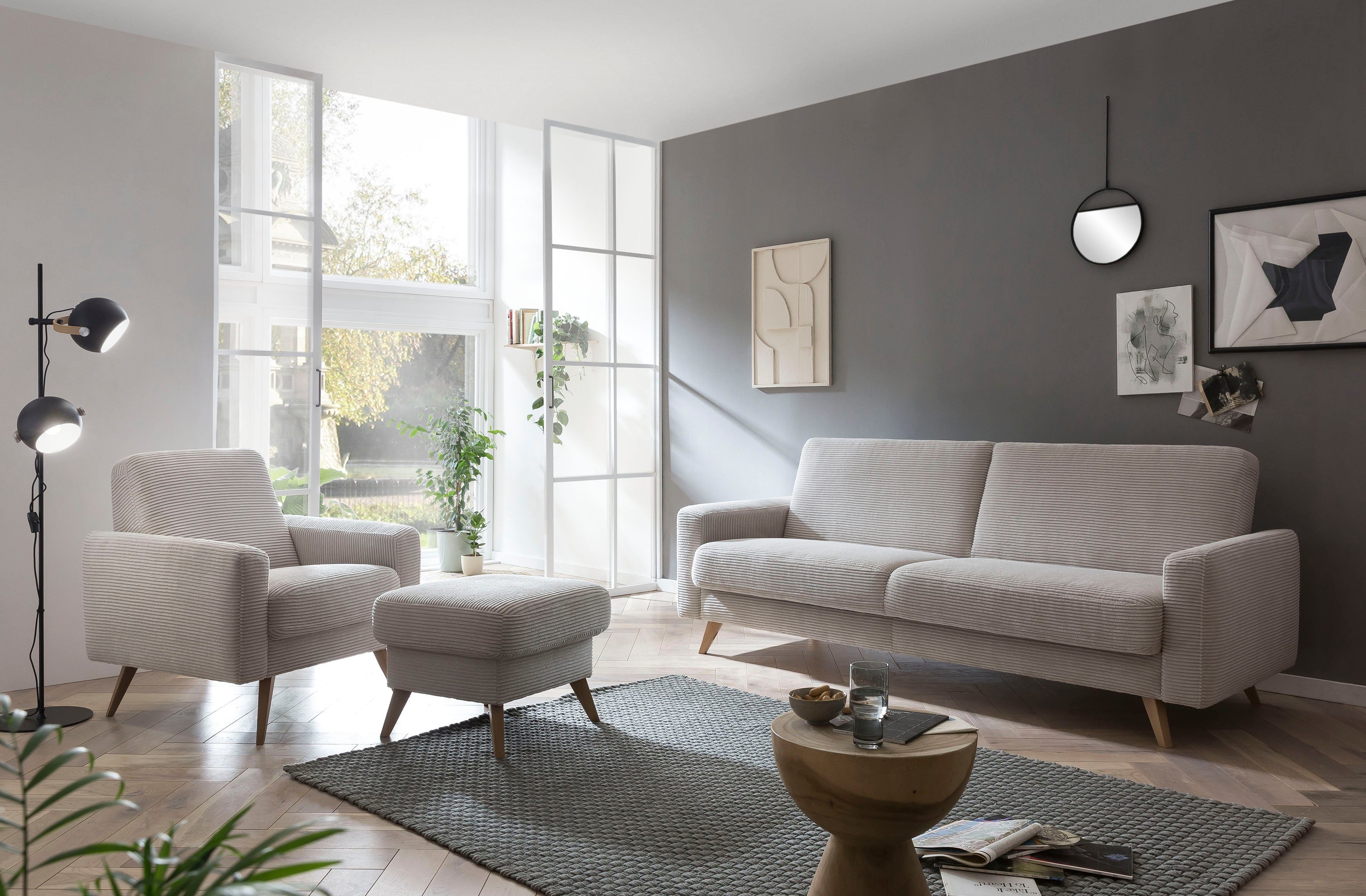 exxpo - sofa fashion Fauteuil Samso, loungestoel elegant en comfortabel, actuele cord bekleding