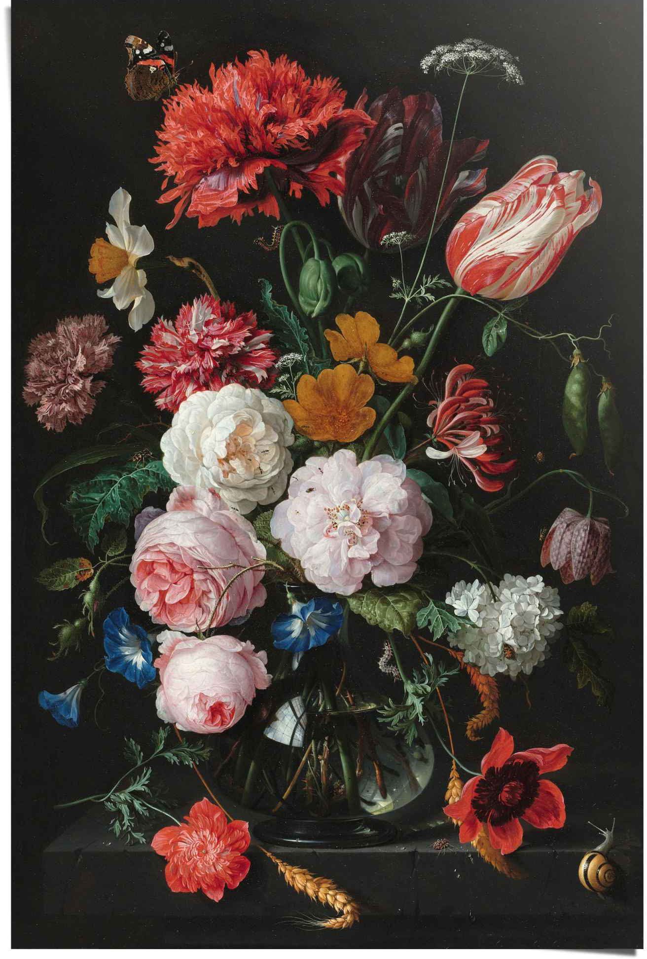 Reinders! Poster stilleven met bloemenvaas Jan Davidsz de Heem