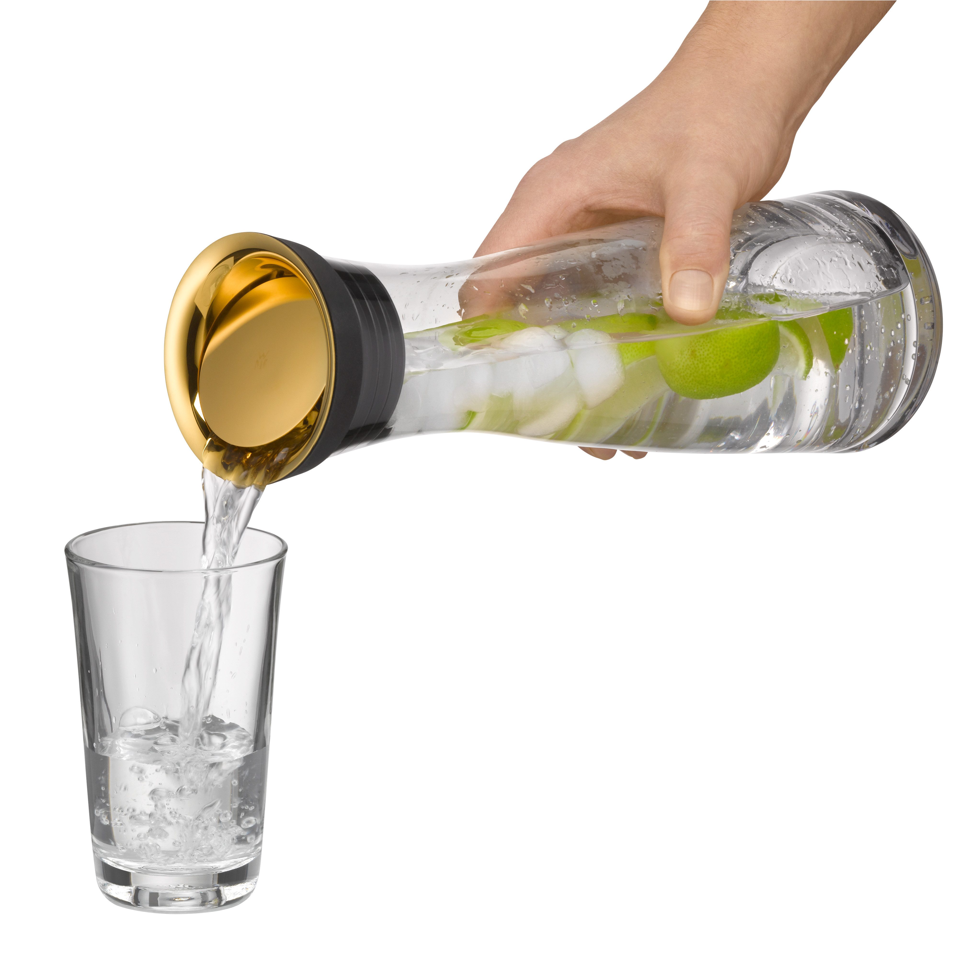 WMF Waterkaraf Basic 1 liter, glazen karaf, geïntegreerd zeefje, druppelvrij