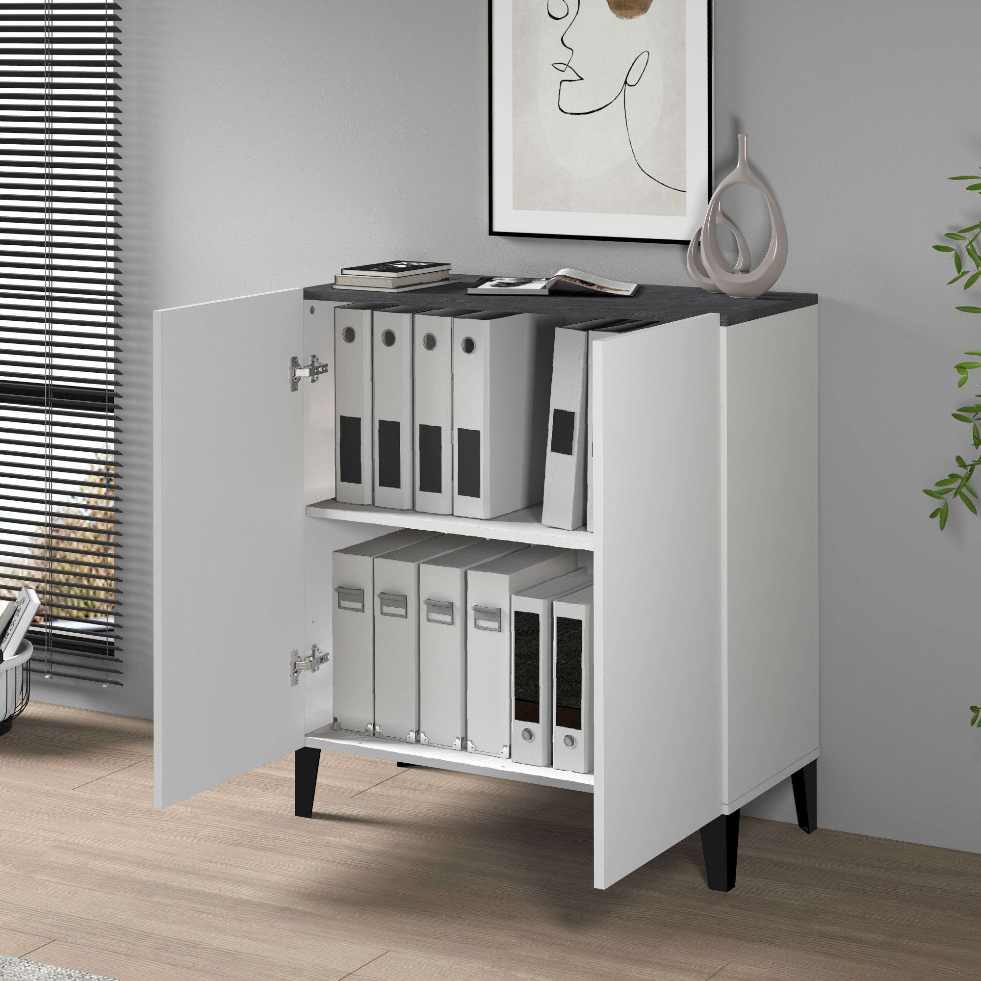 INOSIGN Archiefkast Sunrise Archiefkast, Multifunctionele kast, Bureaukast met 2 deuren & 2 vakken, breedte 79,2 cm, gemaakt in italië