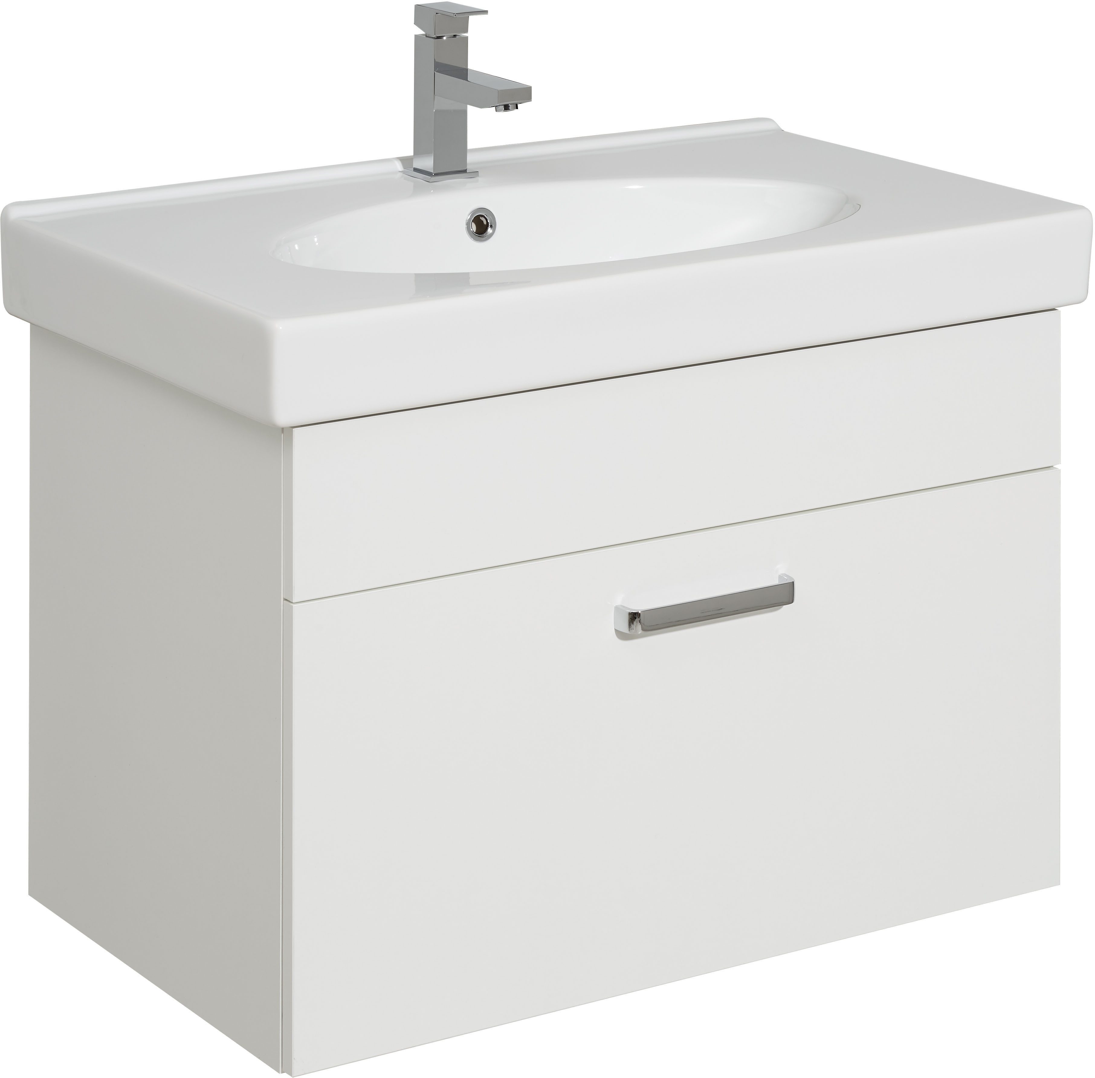 Saphir Badmeubelset Quickset 312 5-delig, keramieken wastafelonderkast en led-spiegelkast (set, 5 stuks)