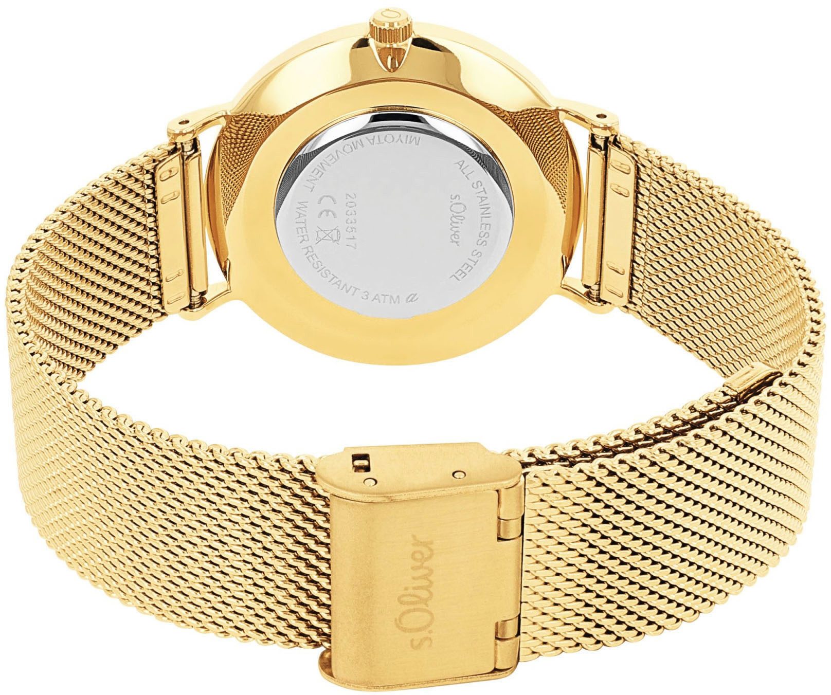 s.Oliver Kwartshorloge Horloge, dameshorloge, analoog, stalen armband